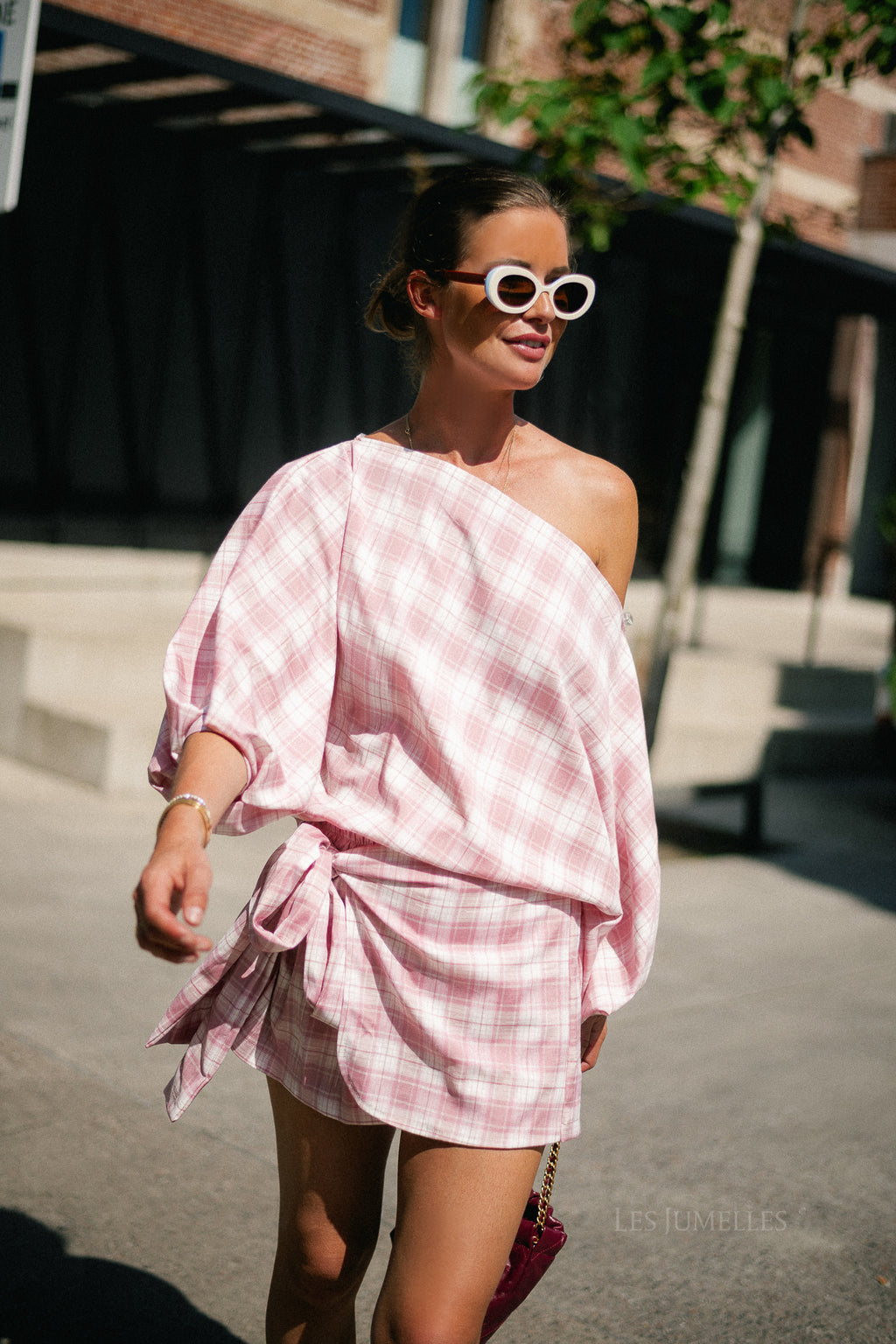 Cosette big checks blouse pink