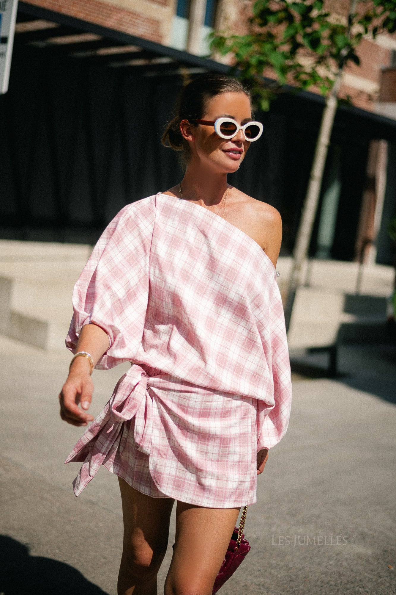 Cosette big checks blouse pink
