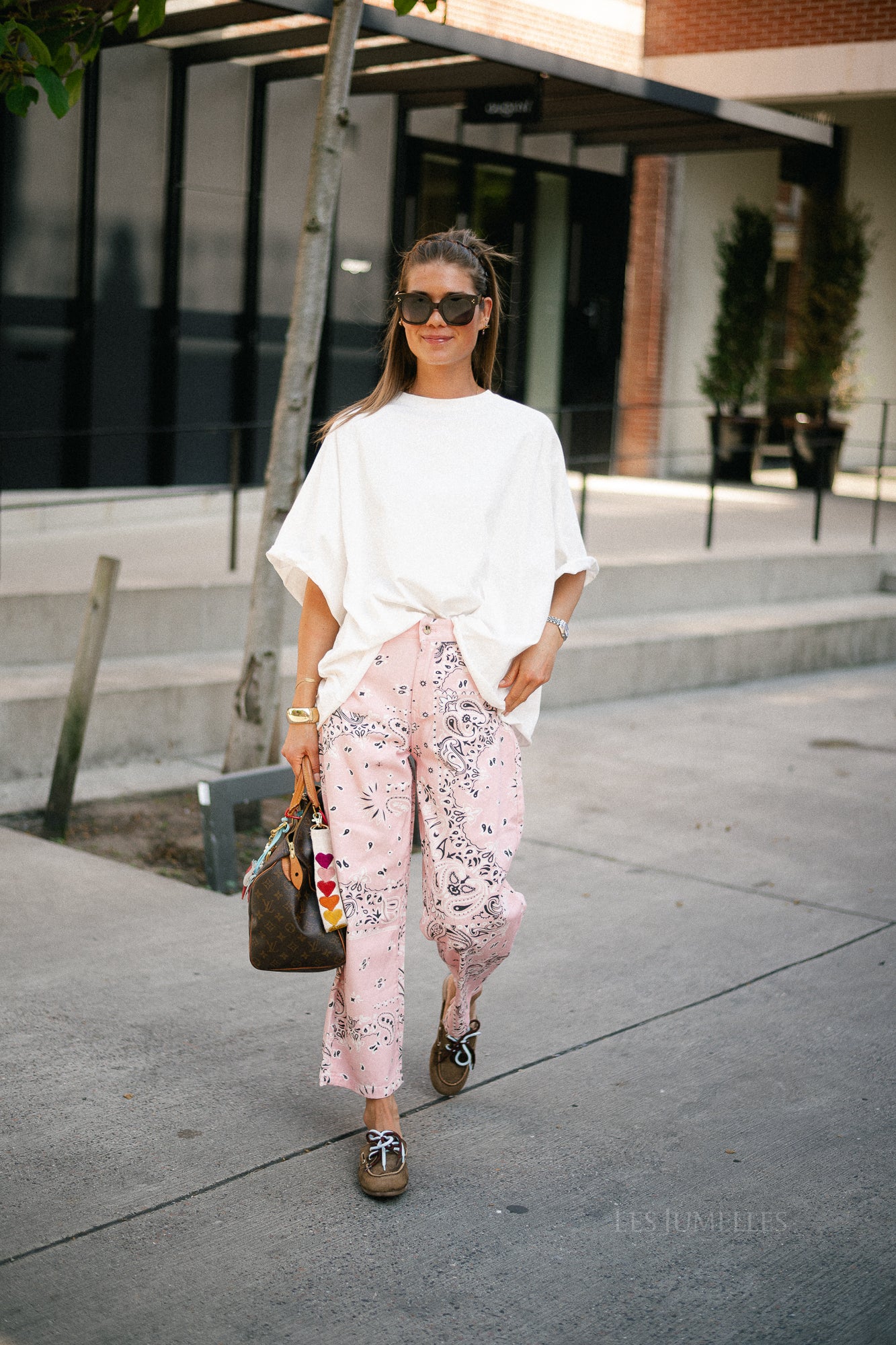 Meagan paisley barrel jeans pink