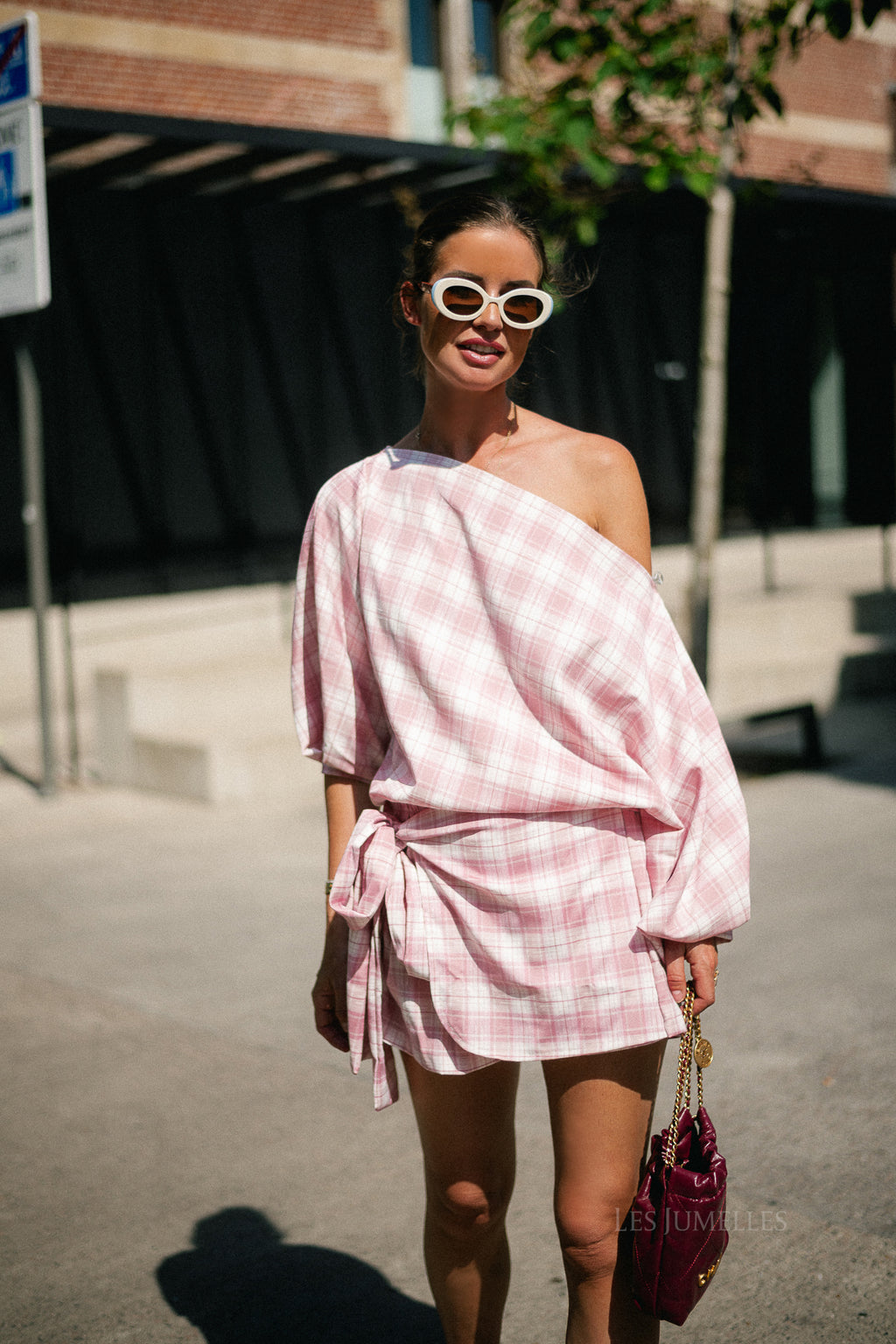 Cosette big checks blouse pink