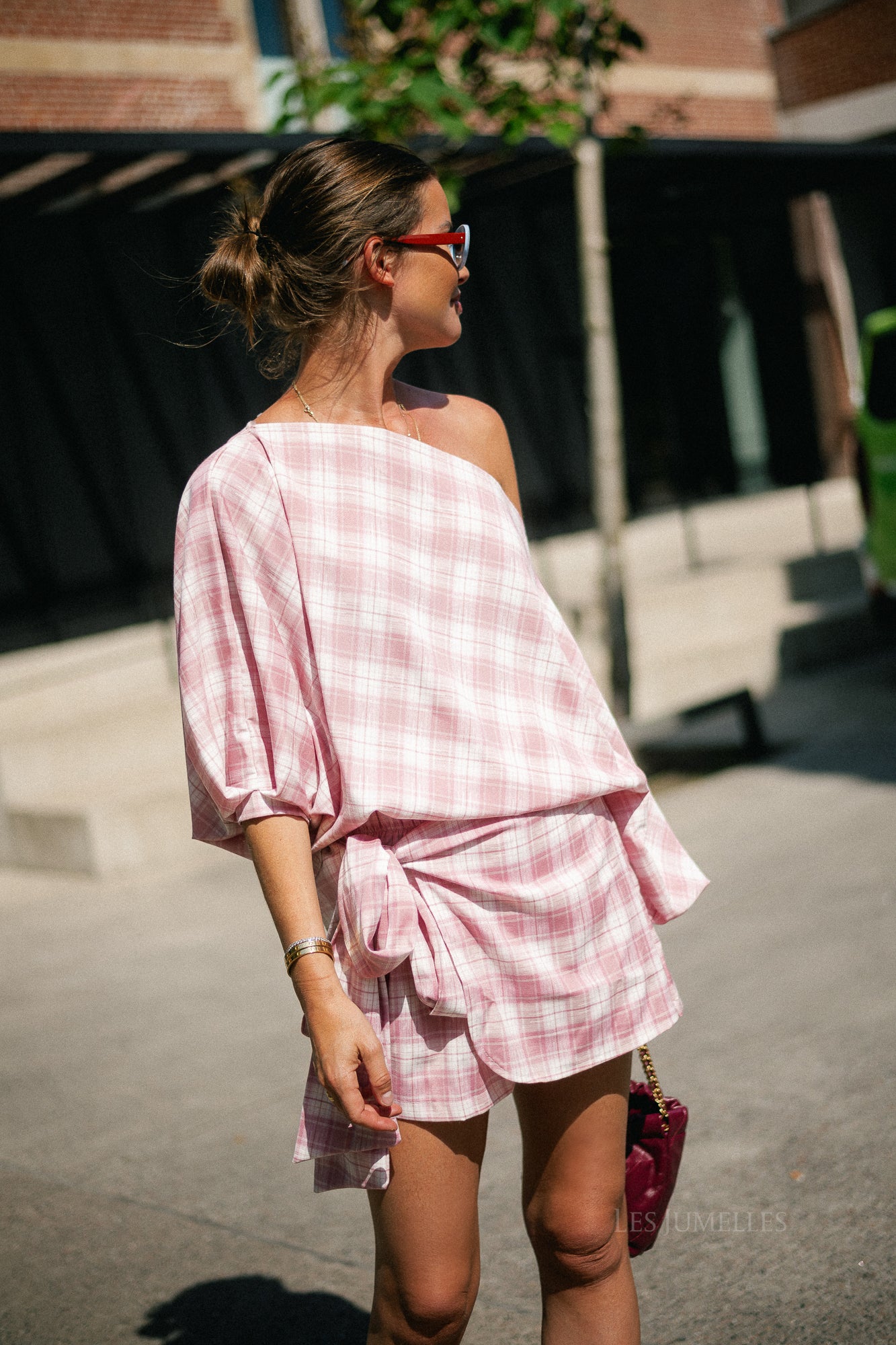 Cosette big checks blouse pink