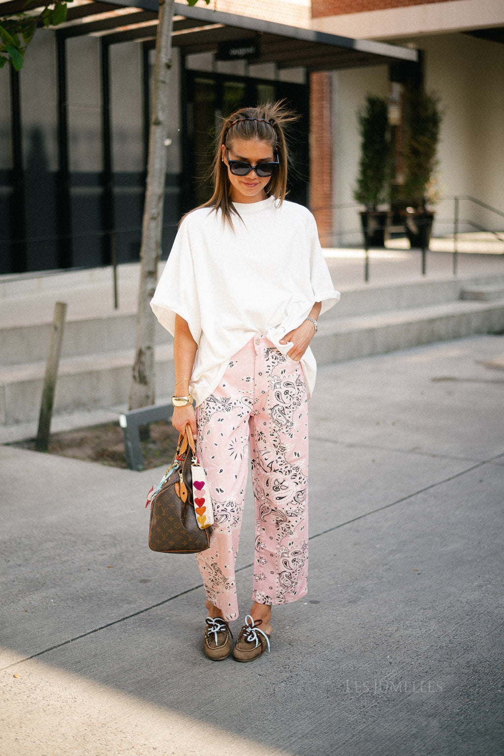 Meagan paisley barrel jeans pink