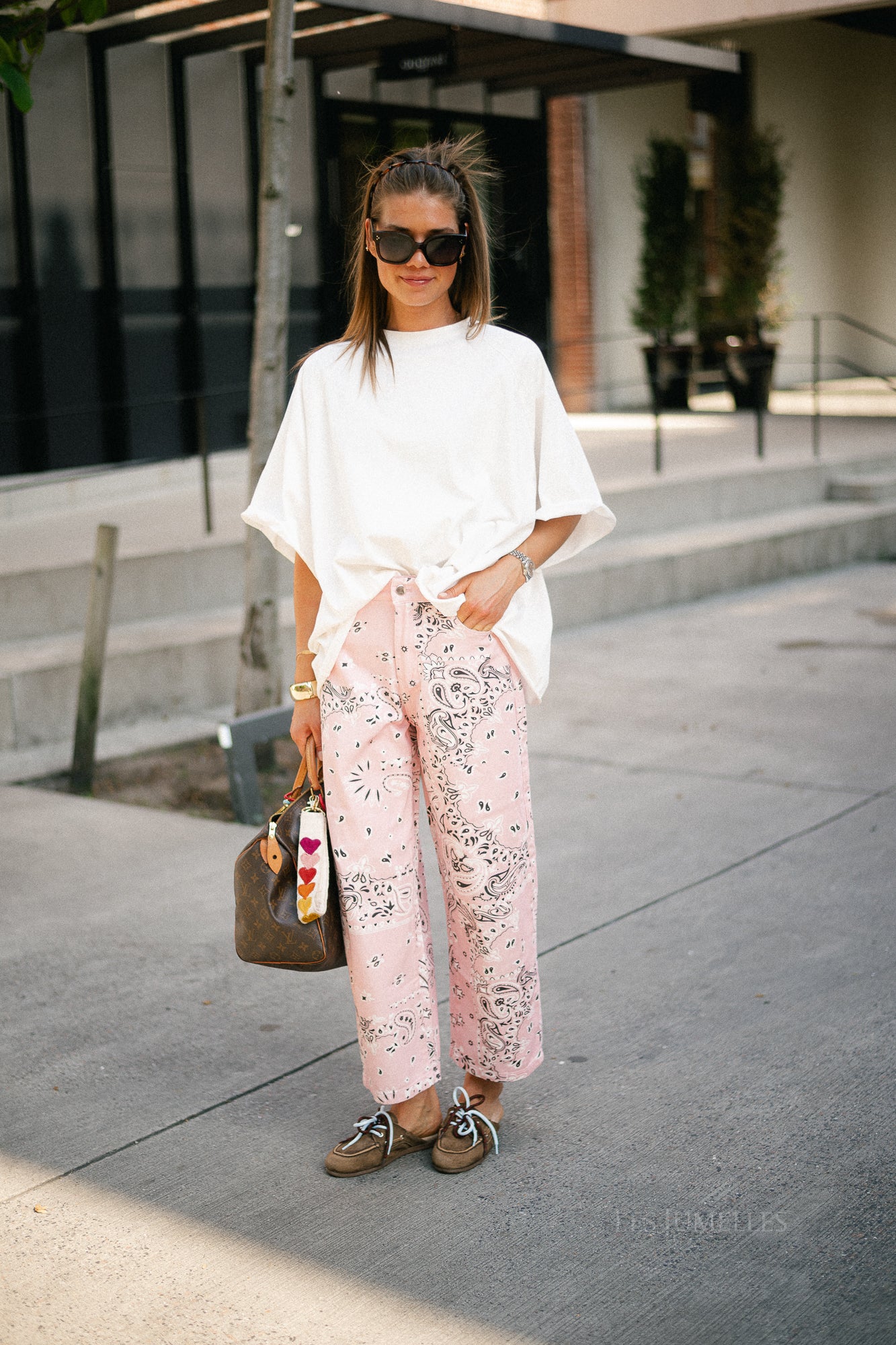 Meagan paisley barrel jeans pink