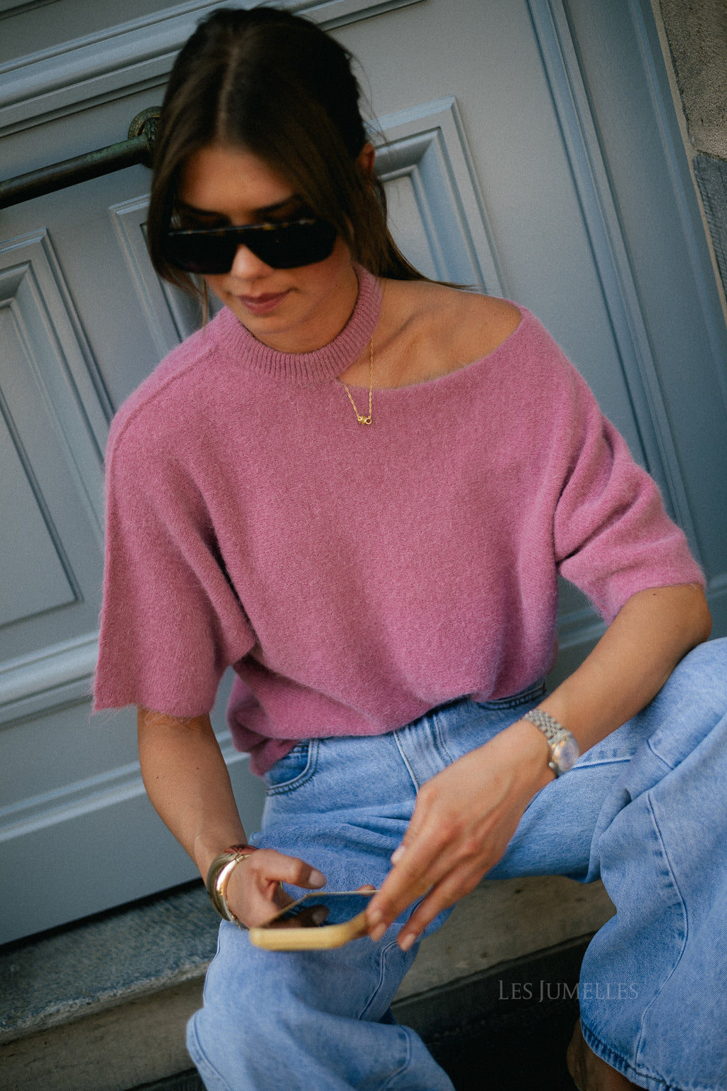 Beatrice open shoulder jumper marsala