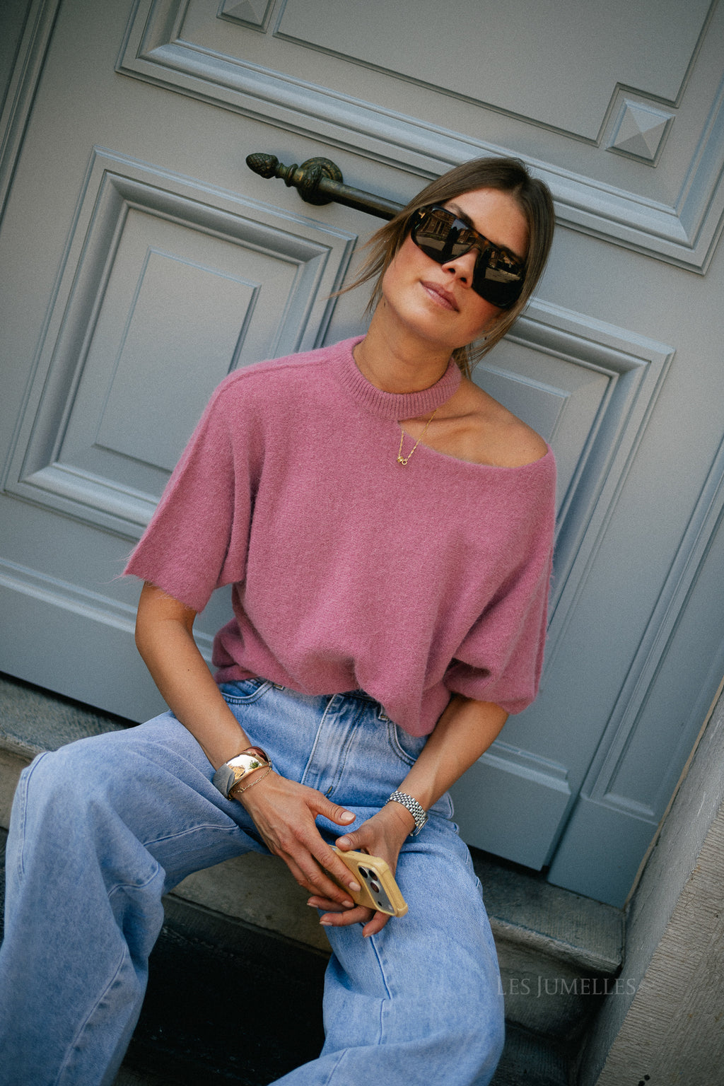 Beatrice open shoulder jumper marsala
