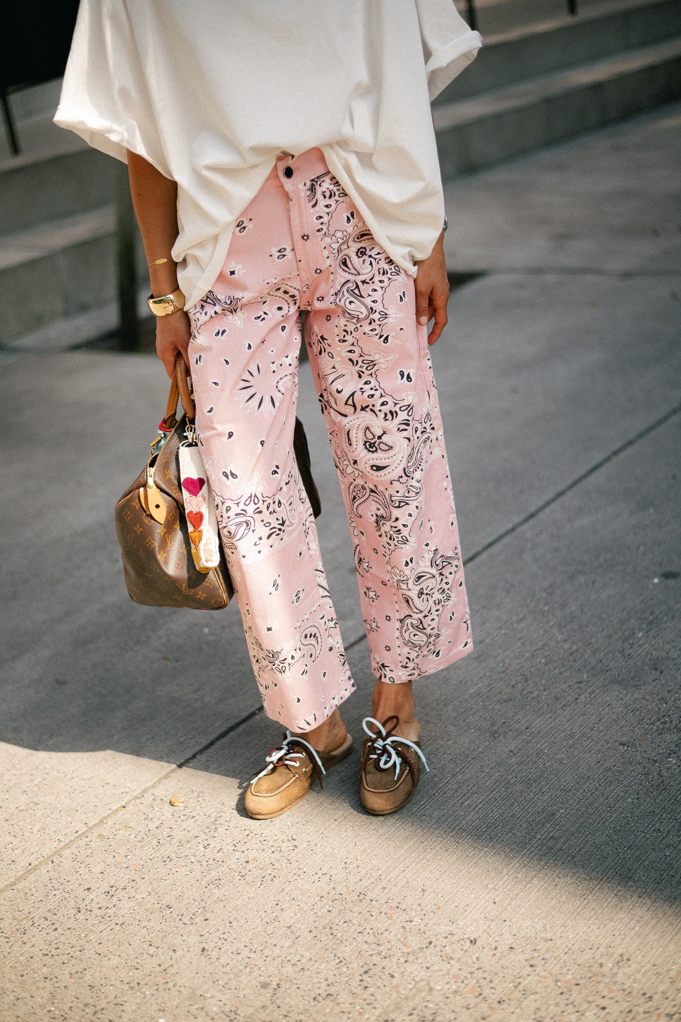 Meagan paisley barrel jeans pink
