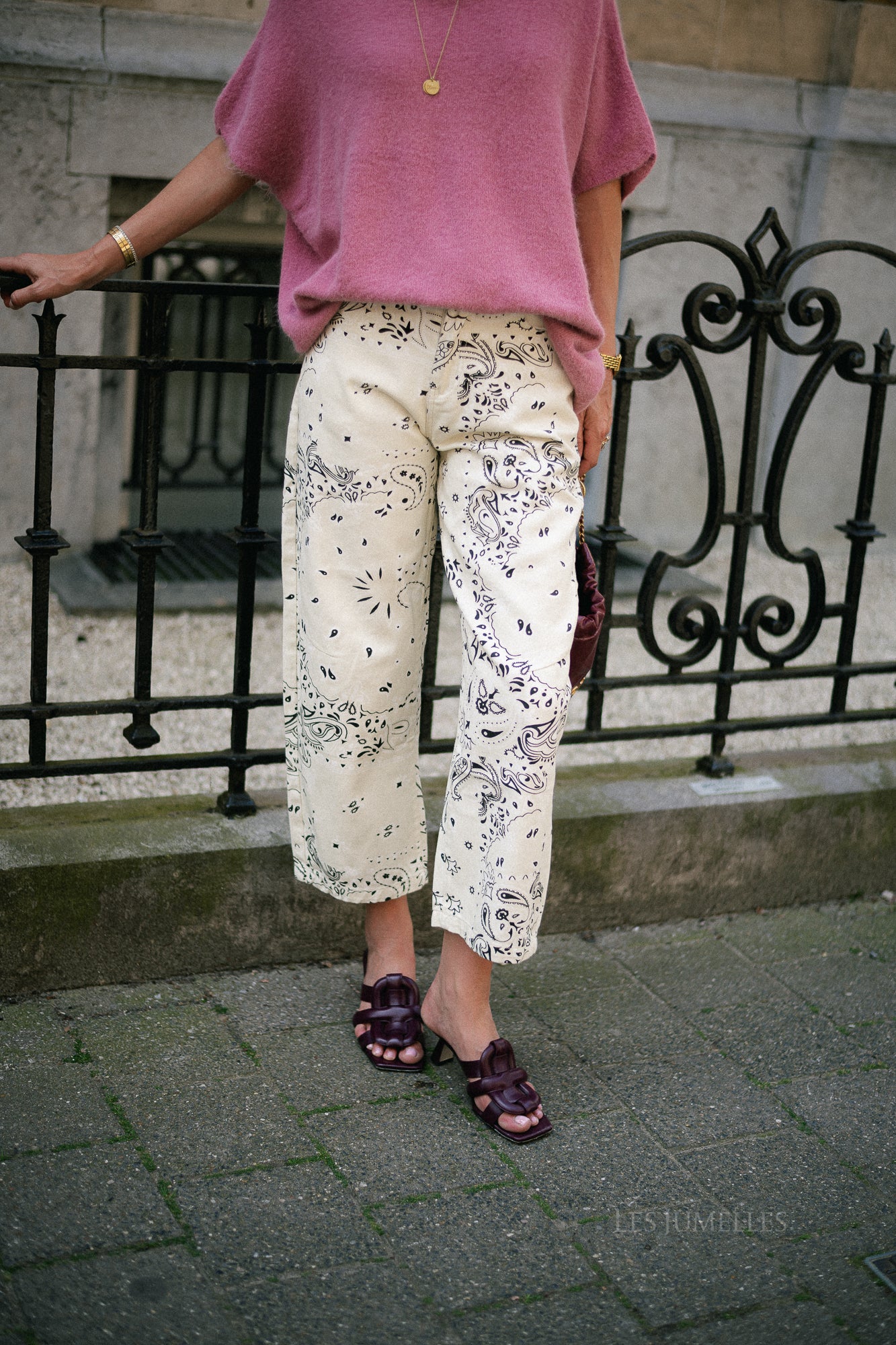 Meagan paisley barrel jeans cream