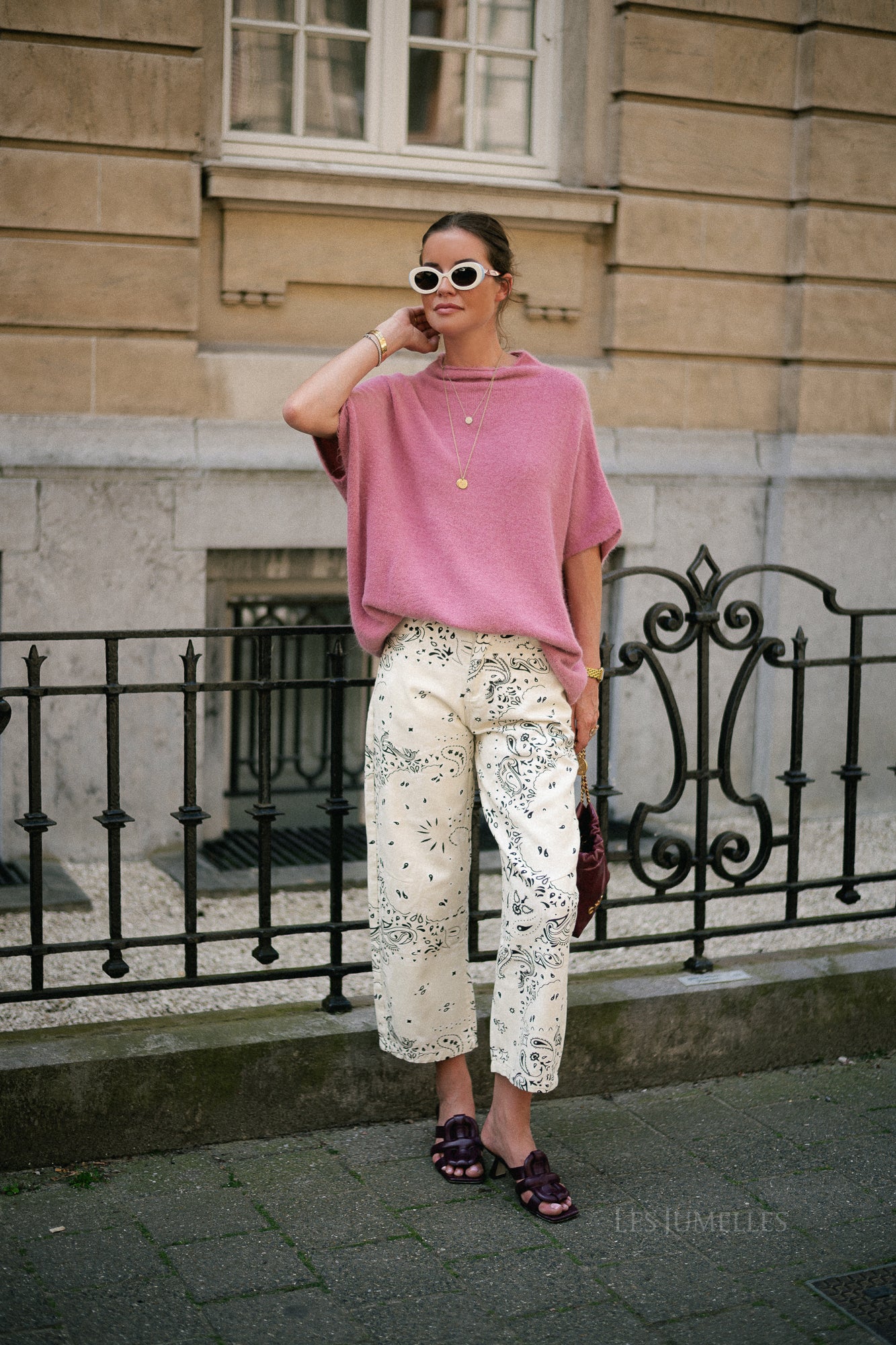 Meagan paisley barrel jeans cream