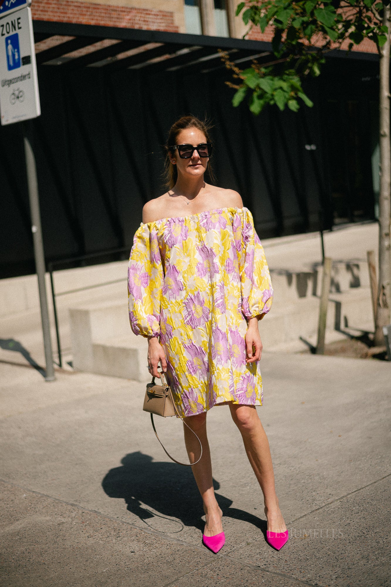 Jamie jacquard midi dress yellow/iris orchid