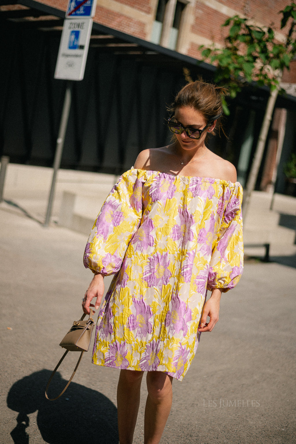 Jamie jacquard midi dress yellow/iris orchid