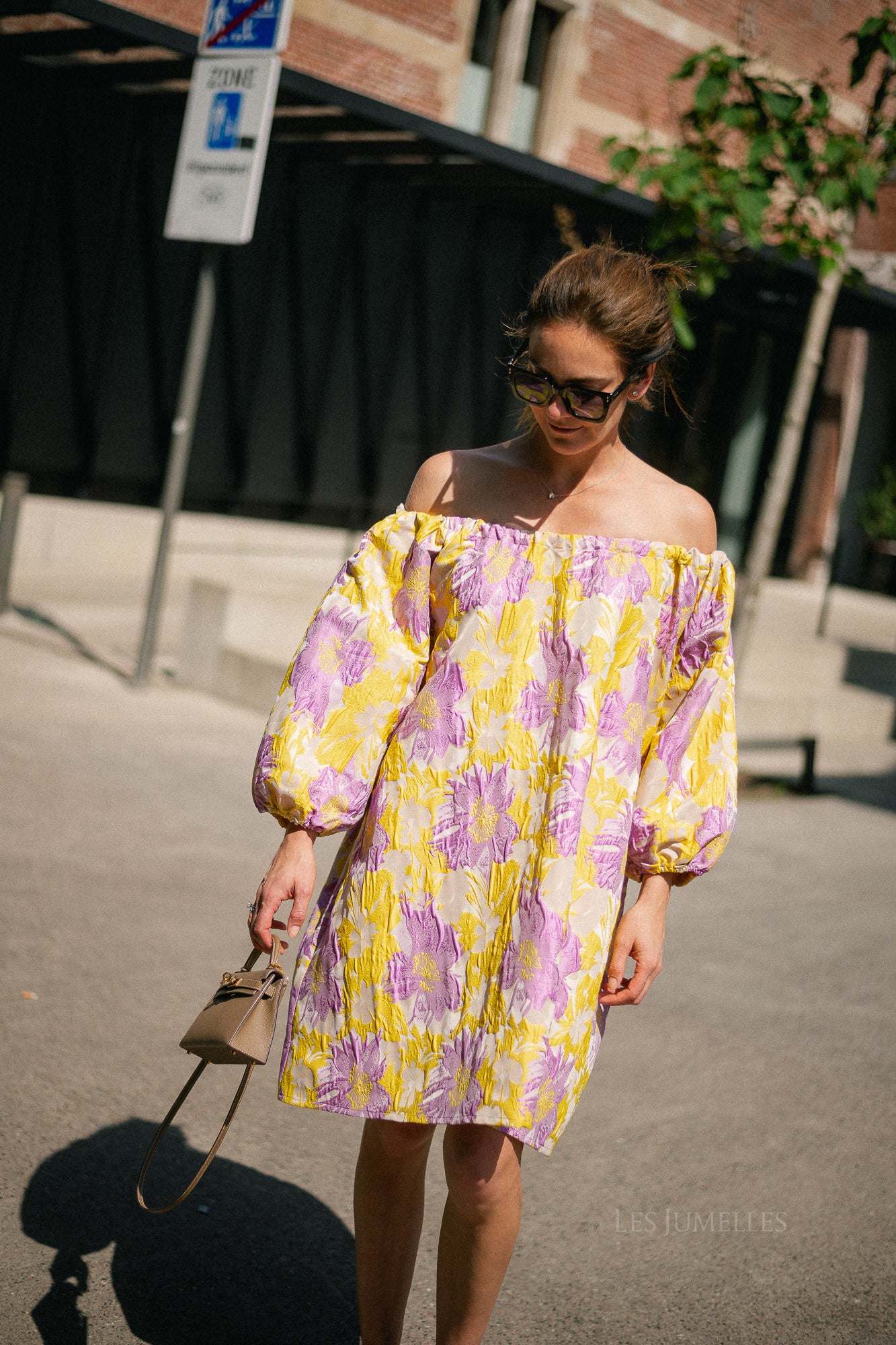 Jamie jacquard midi dress yellow/iris orchid