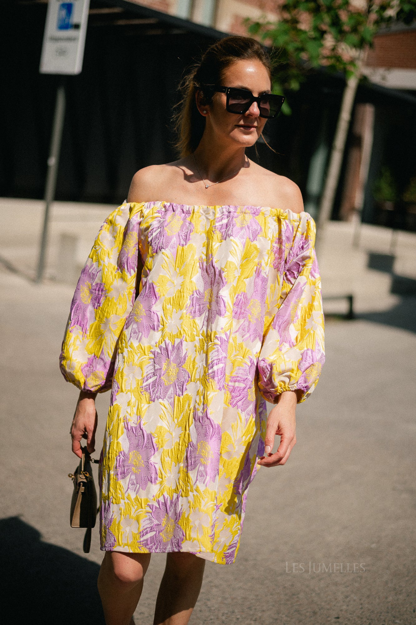 Jamie jacquard midi dress yellow/iris orchid