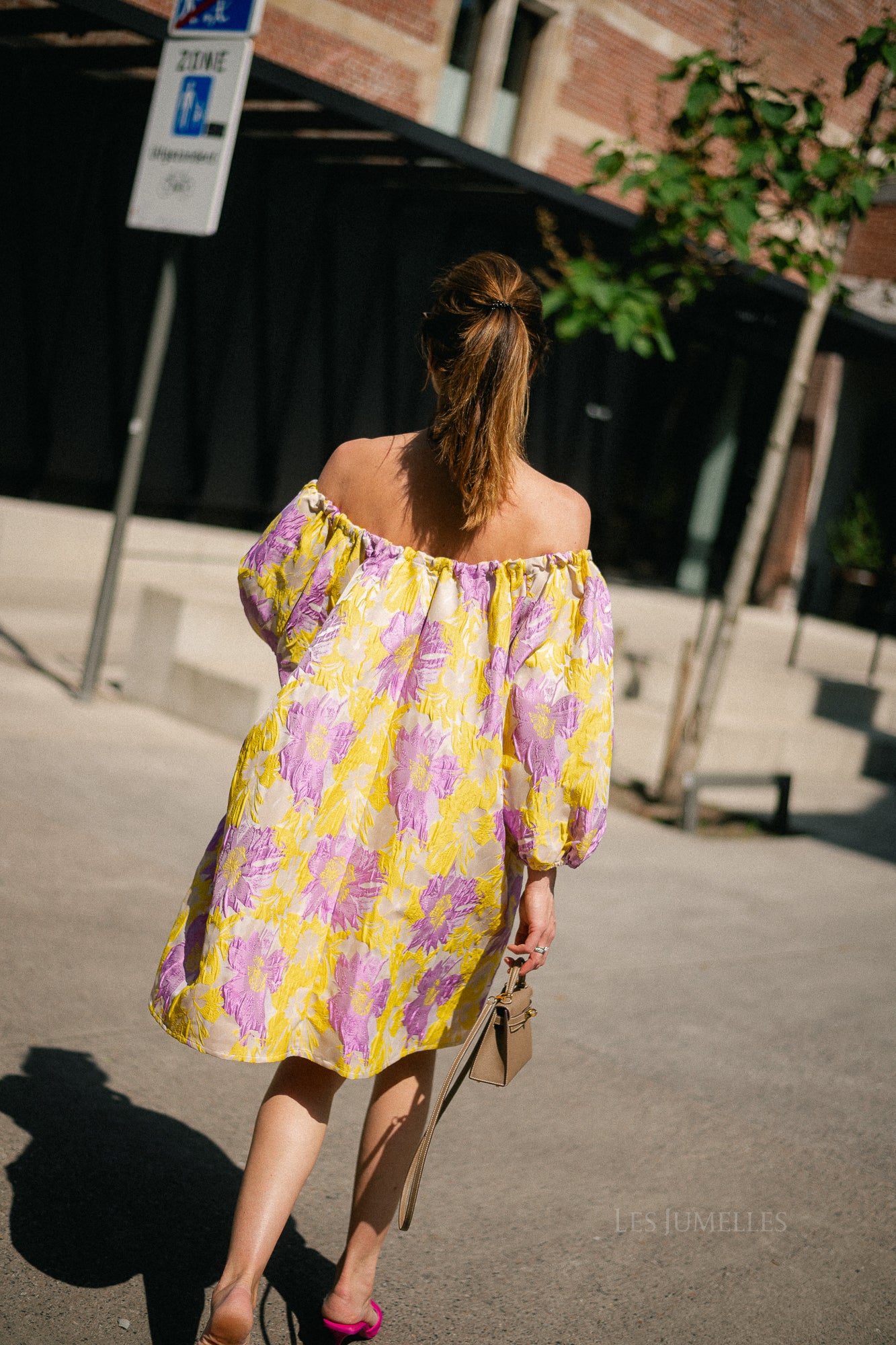 Jamie jacquard midi dress yellow/iris orchid