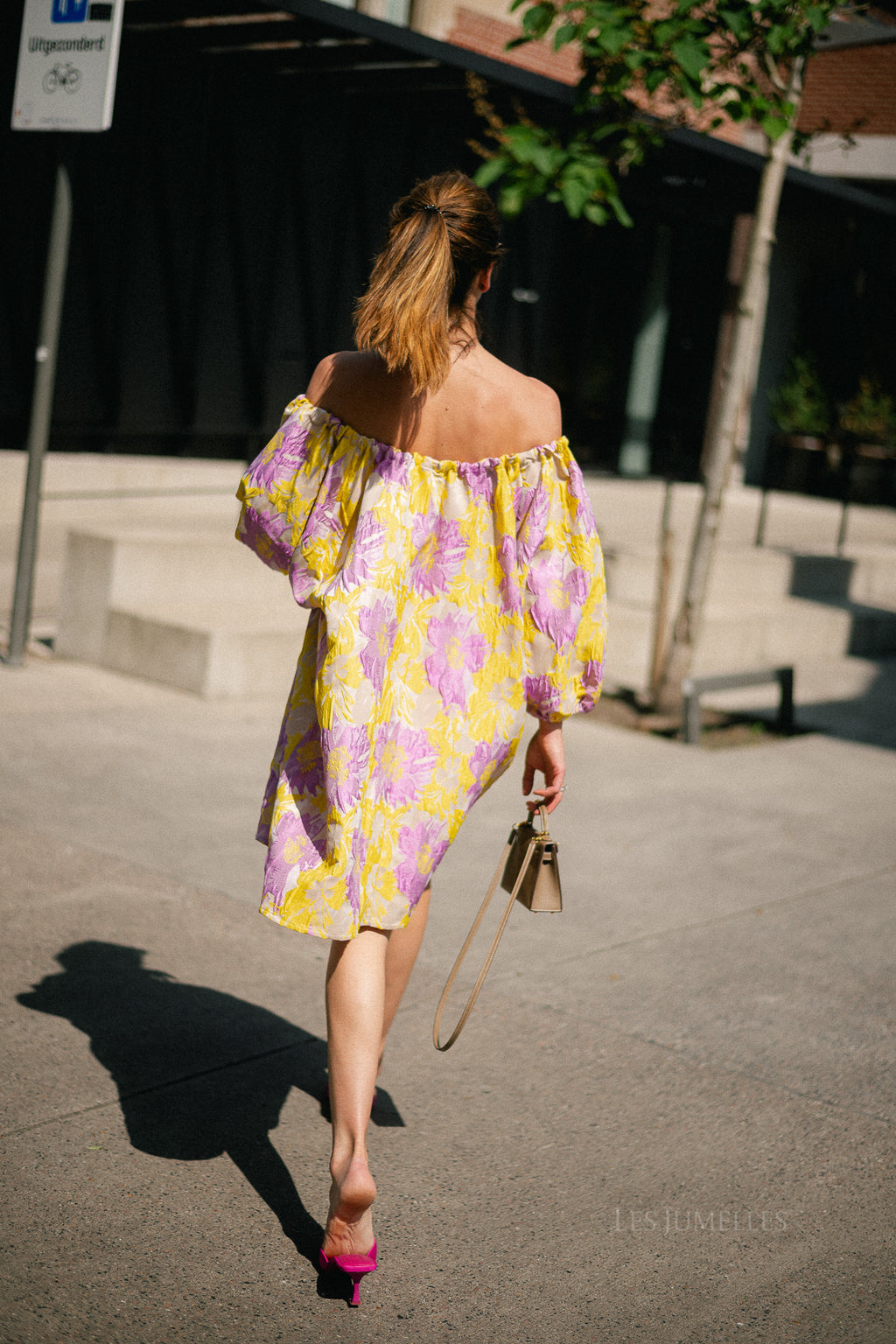Jamie jacquard midi dress yellow/iris orchid