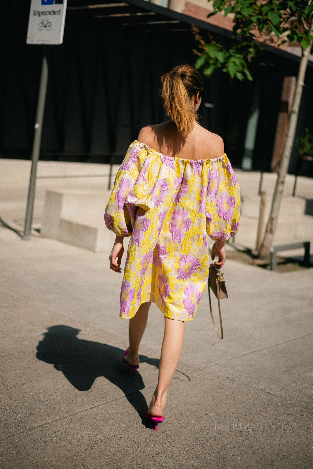 Jamie jacquard midi dress yellow/iris orchid