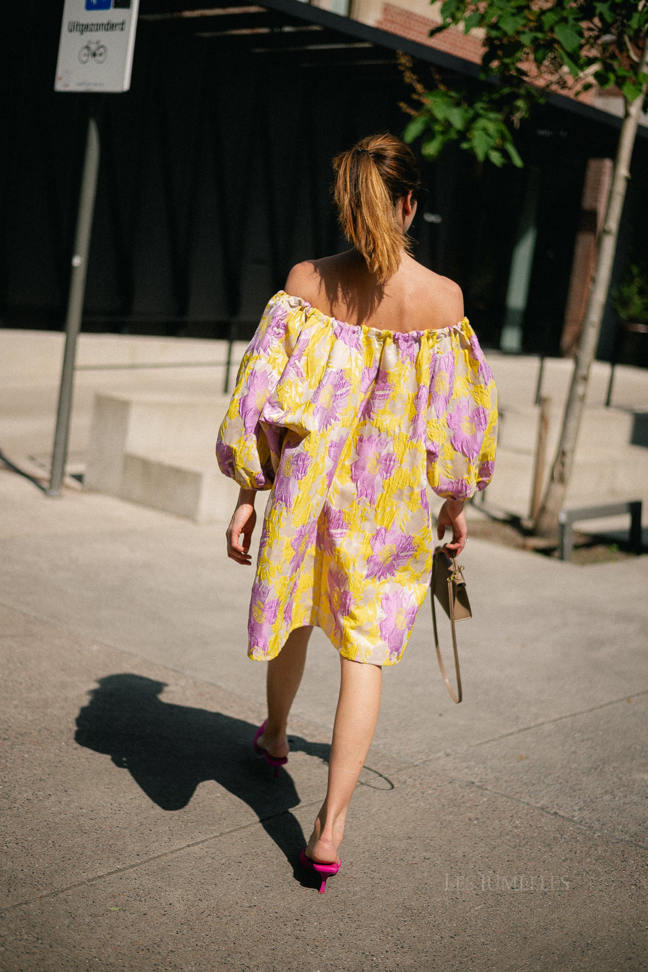 Jamie jacquard midi dress yellow/iris orchid
