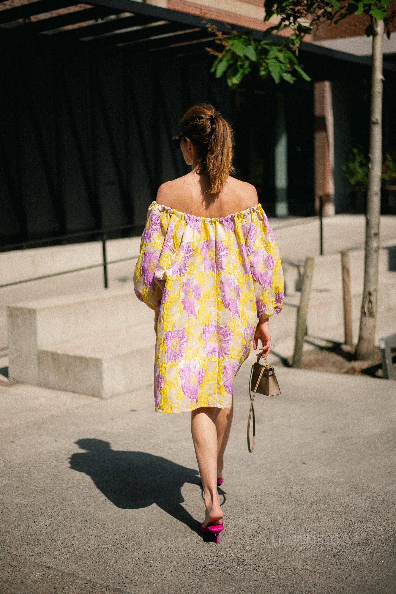 Jamie jacquard midi dress yellow/iris orchid