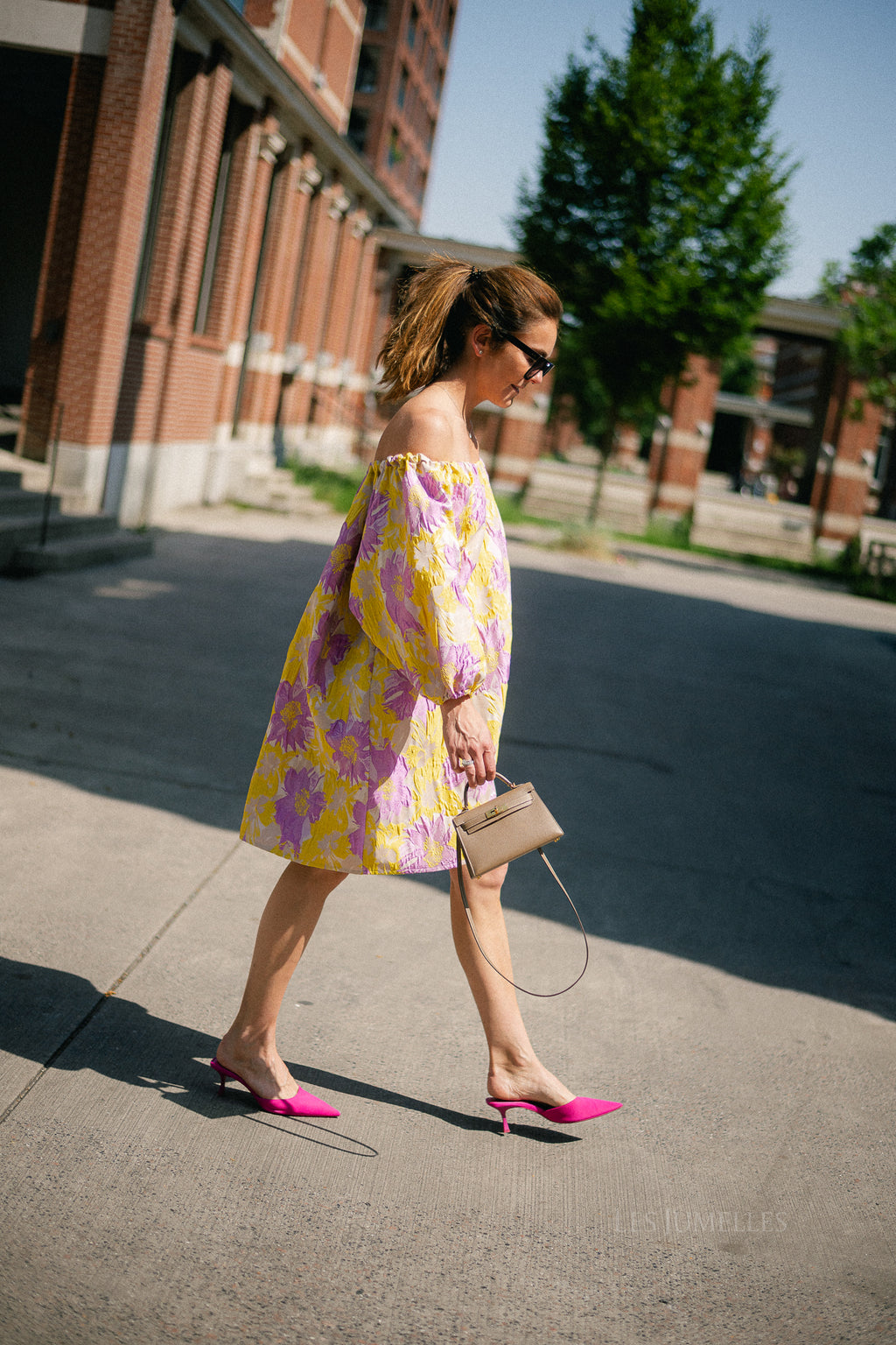 Jamie jacquard midi dress yellow/iris orchid