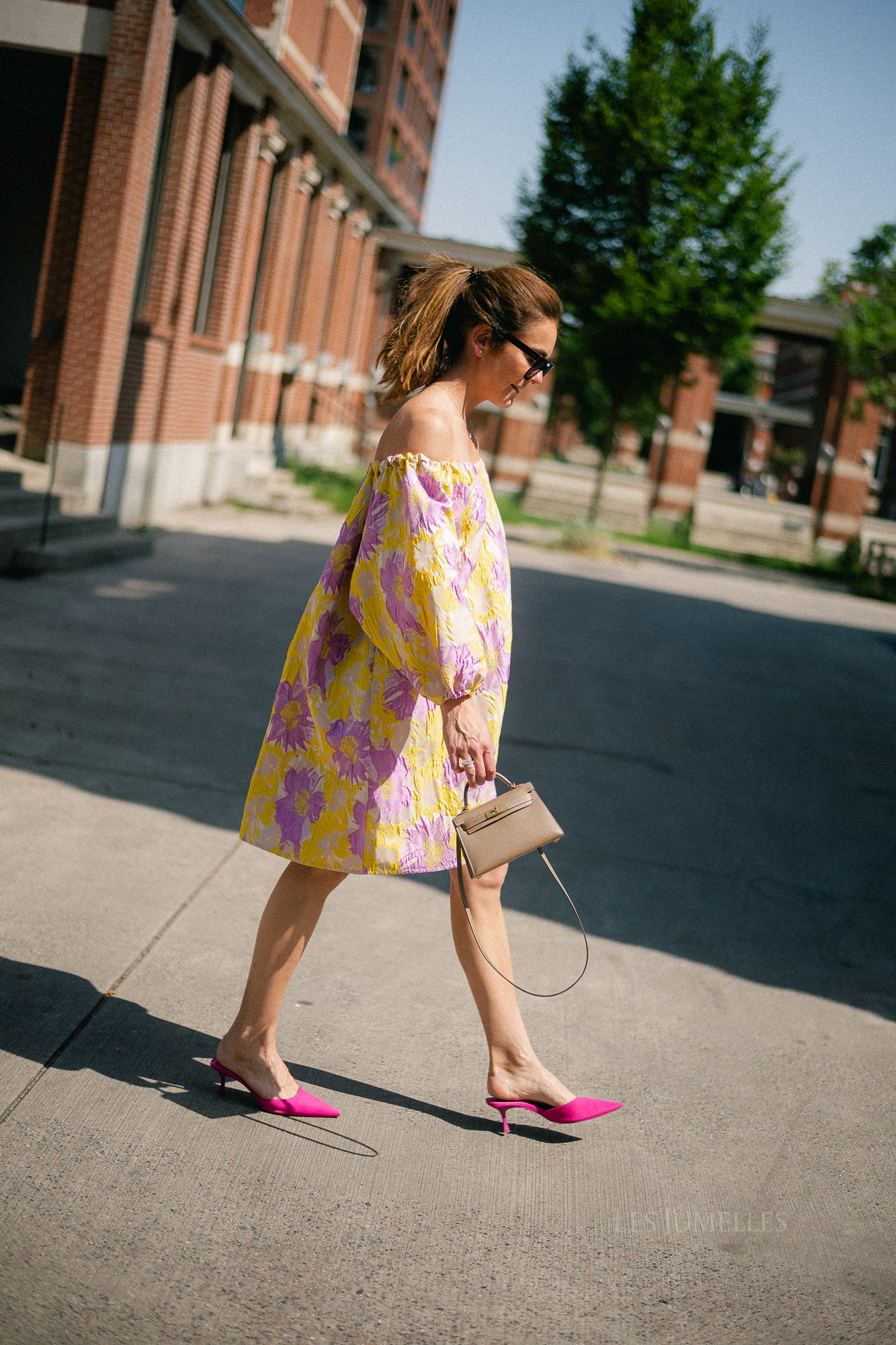 Jamie jacquard midi dress yellow/iris orchid