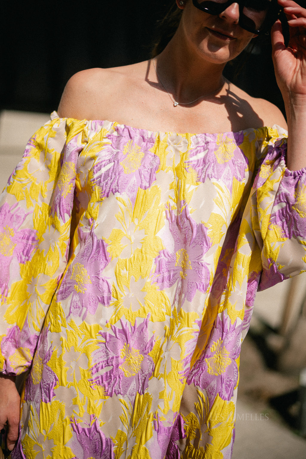 Jamie jacquard midi dress yellow/iris orchid