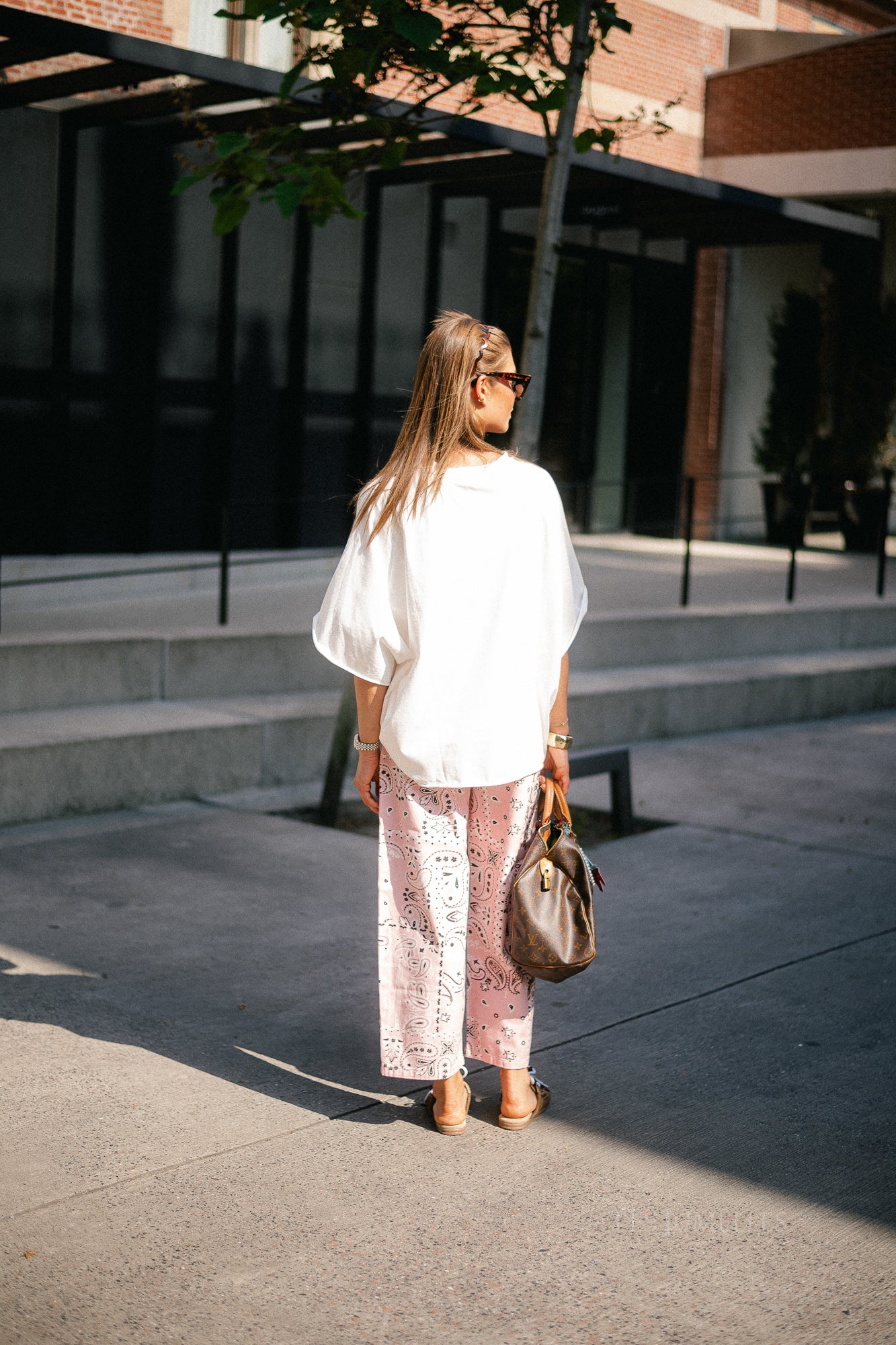 Meagan paisley barrel jeans pink