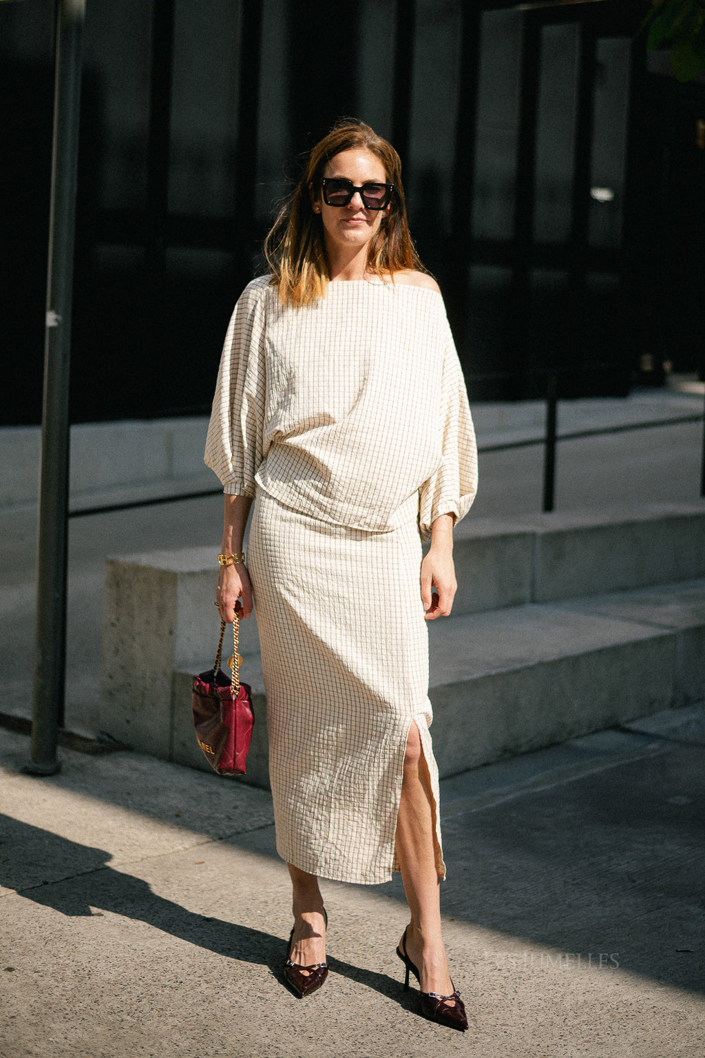 Cosette checkered skirt ecru