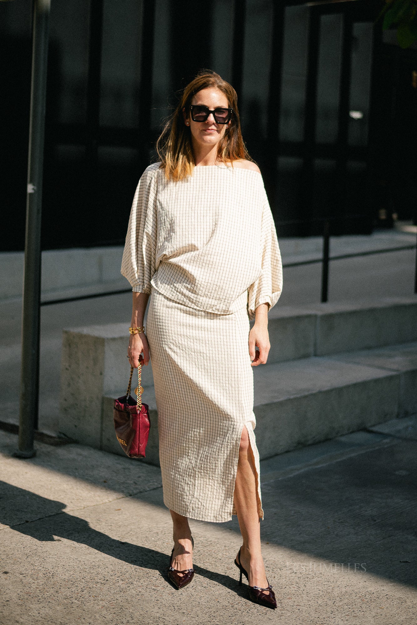 Cosette checkered skirt ecru