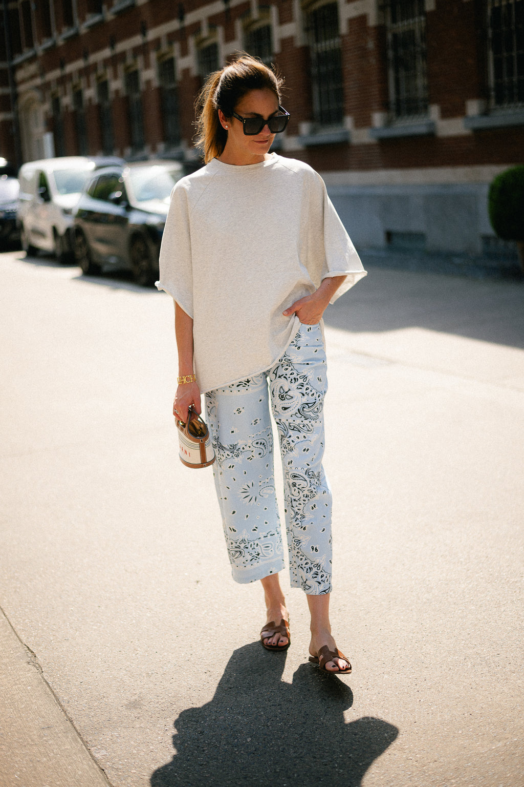 Meagan paisley barrel jeans blue