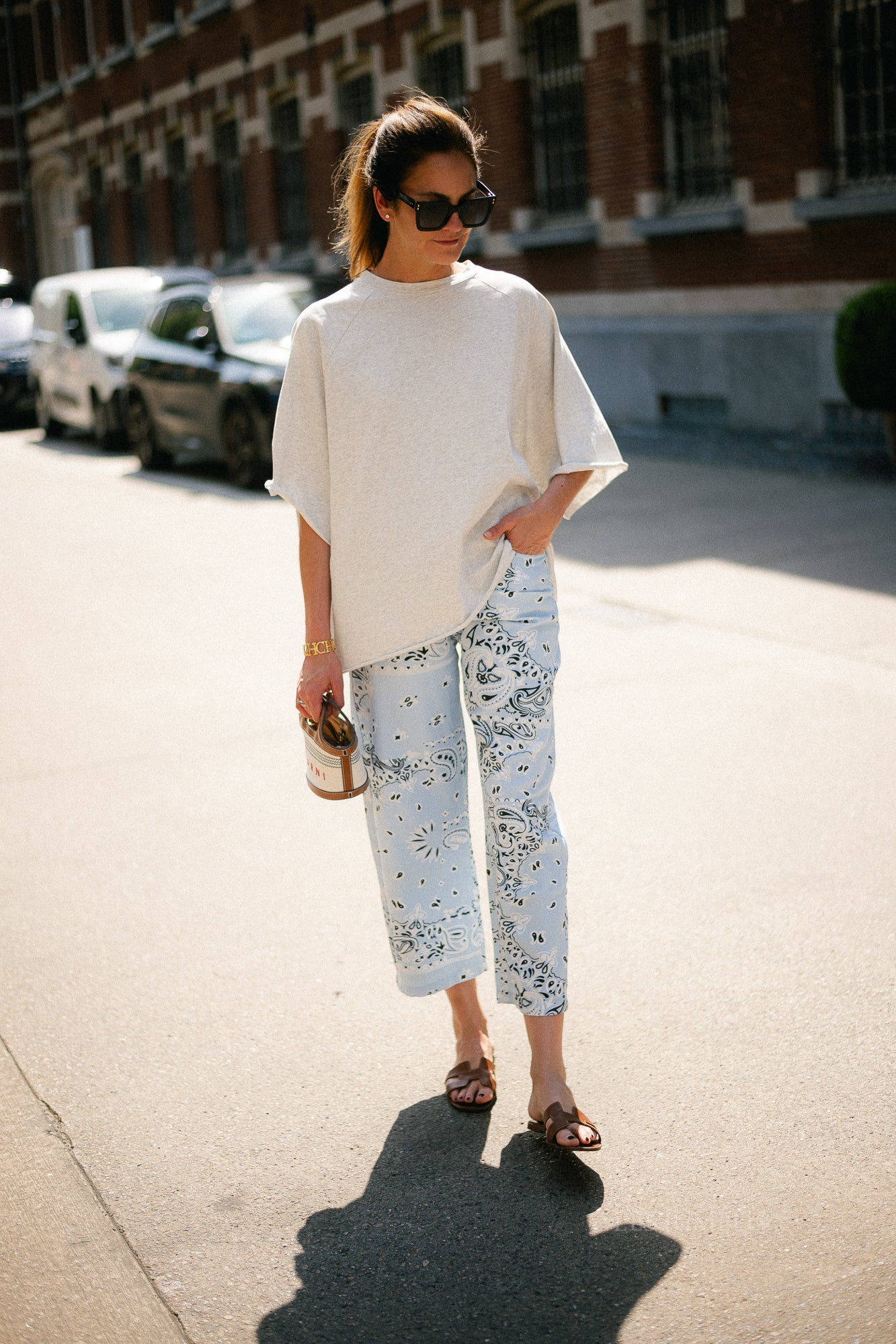 Meagan paisley barrel jeans blue