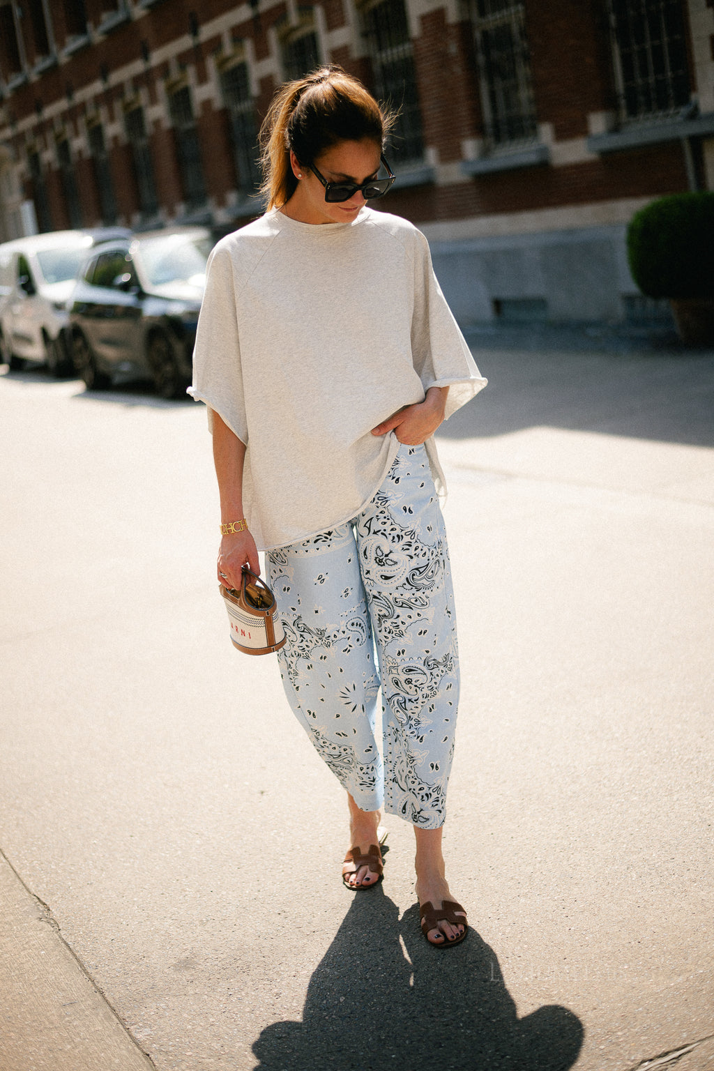 Meagan paisley barrel jeans blue