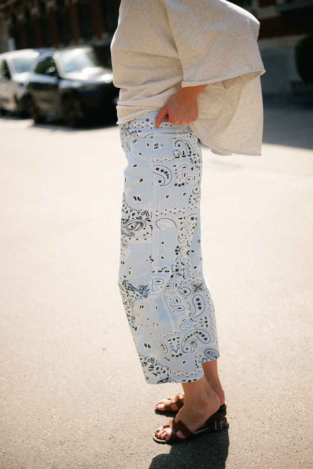 Meagan paisley barrel jeans blue