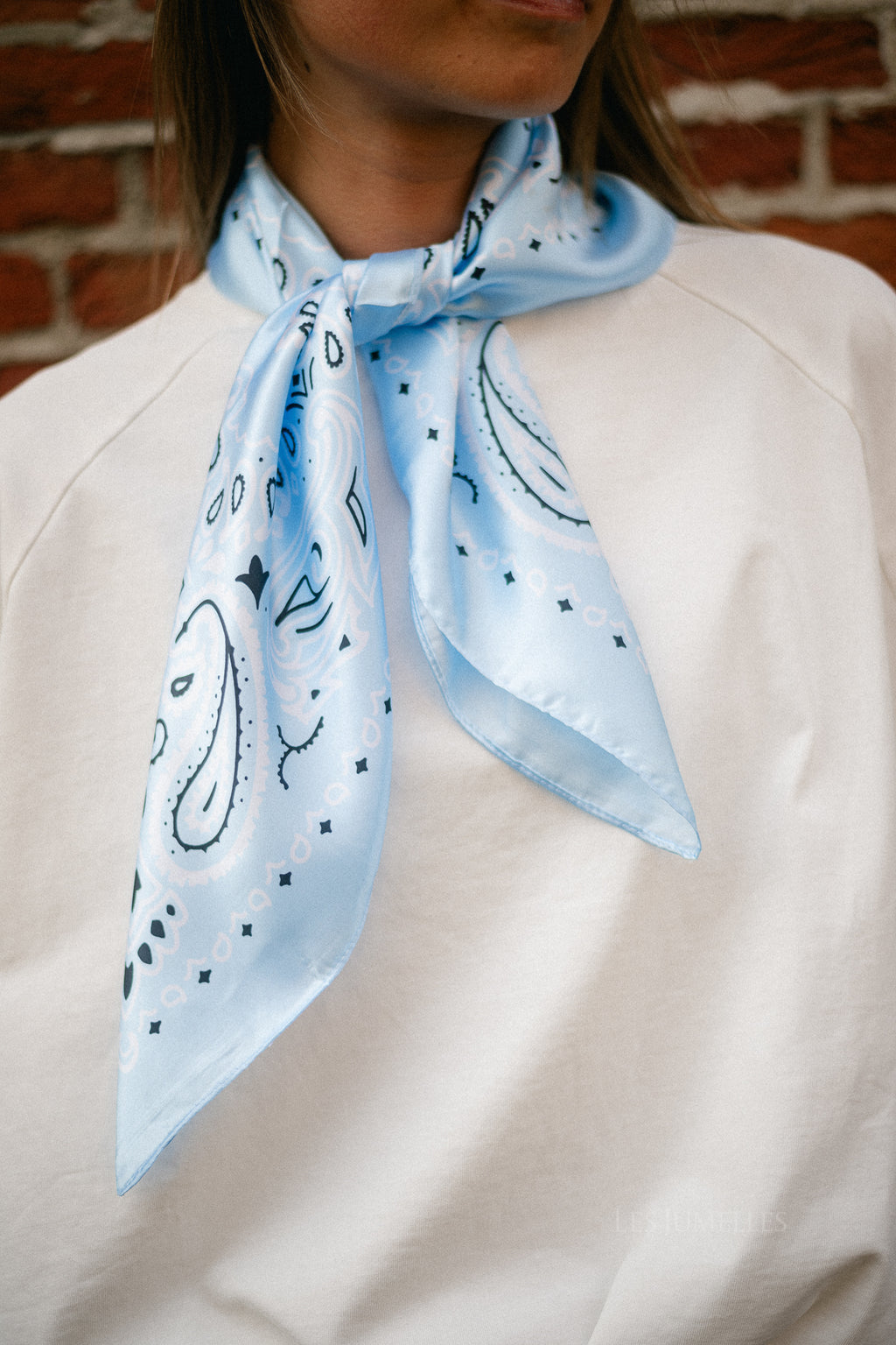 Josie paisley print scarf sky blue