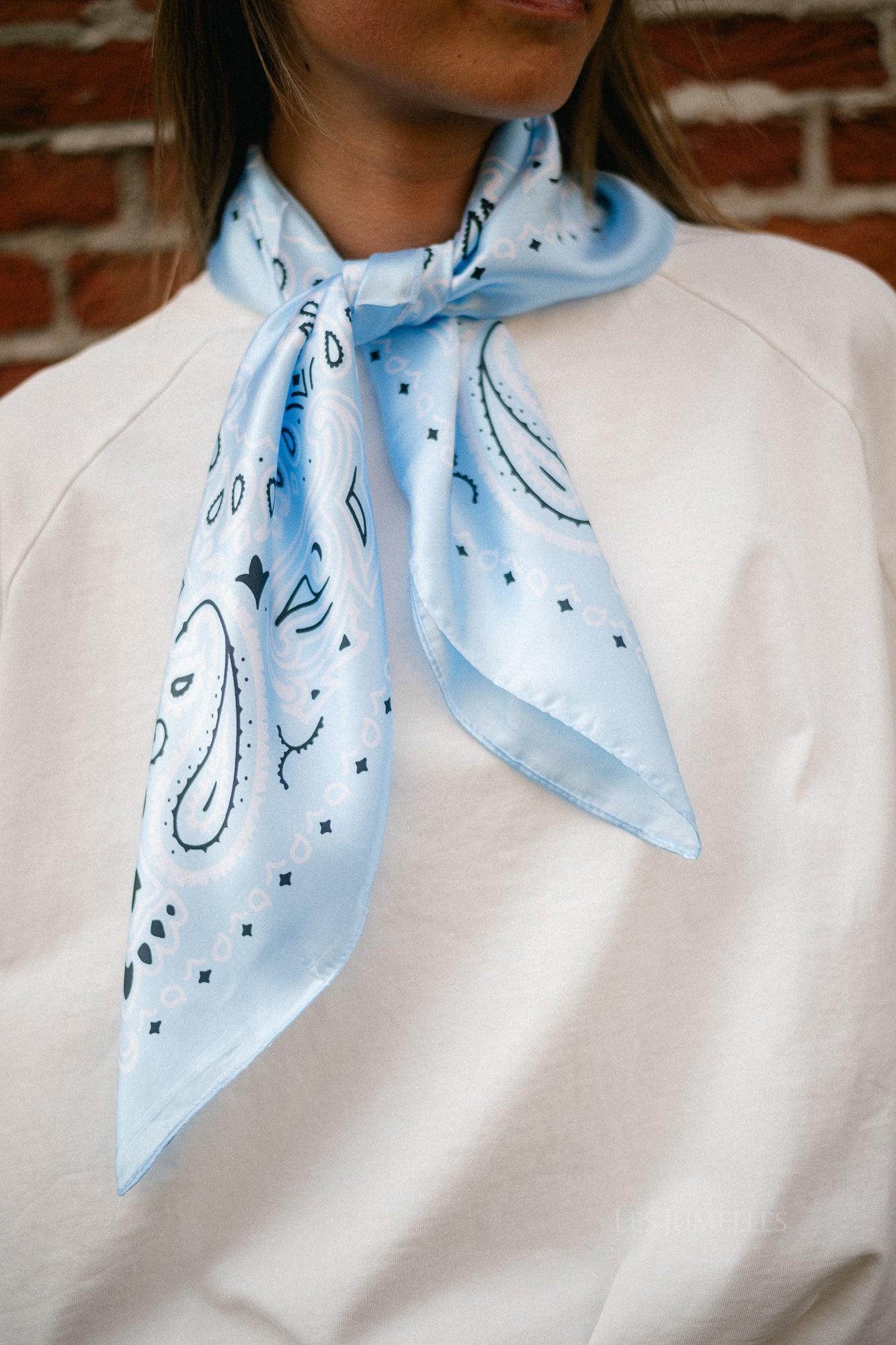 Josie paisley print scarf sky blue