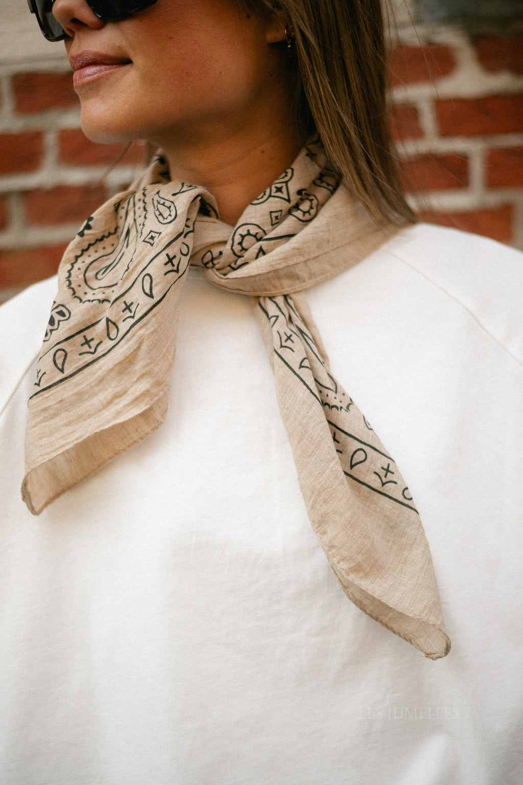 Sue paisley print scarf taupe