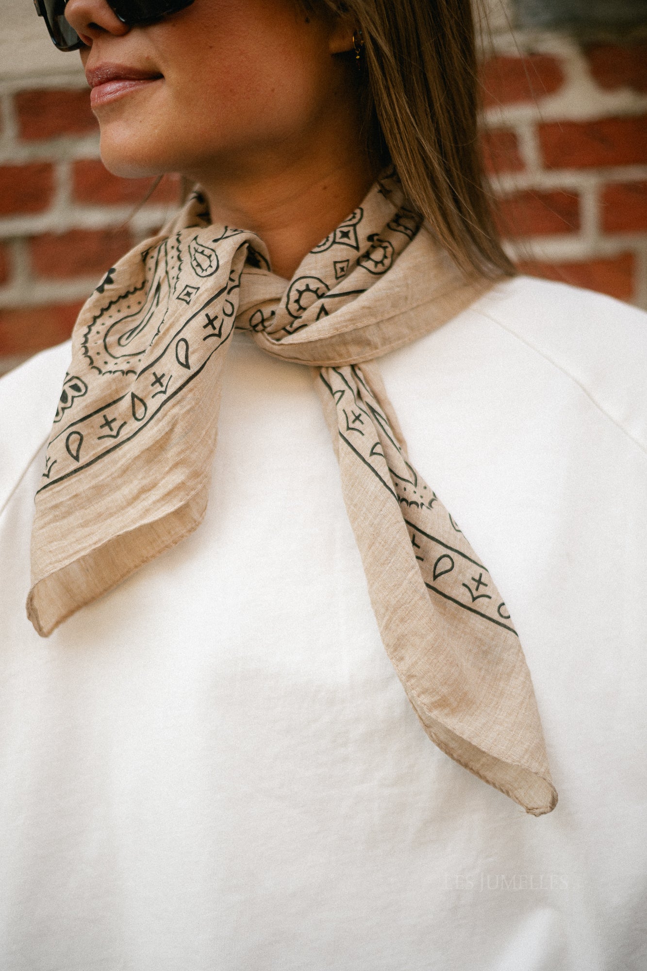 Sue paisley print scarf taupe