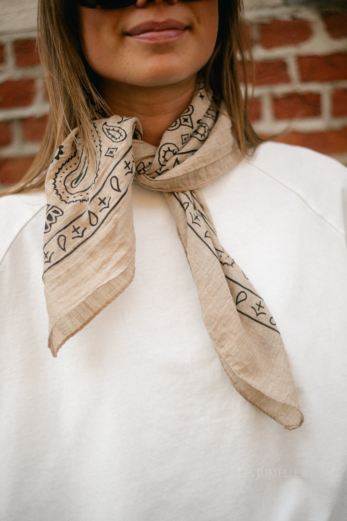 Sue paisley print scarf taupe
