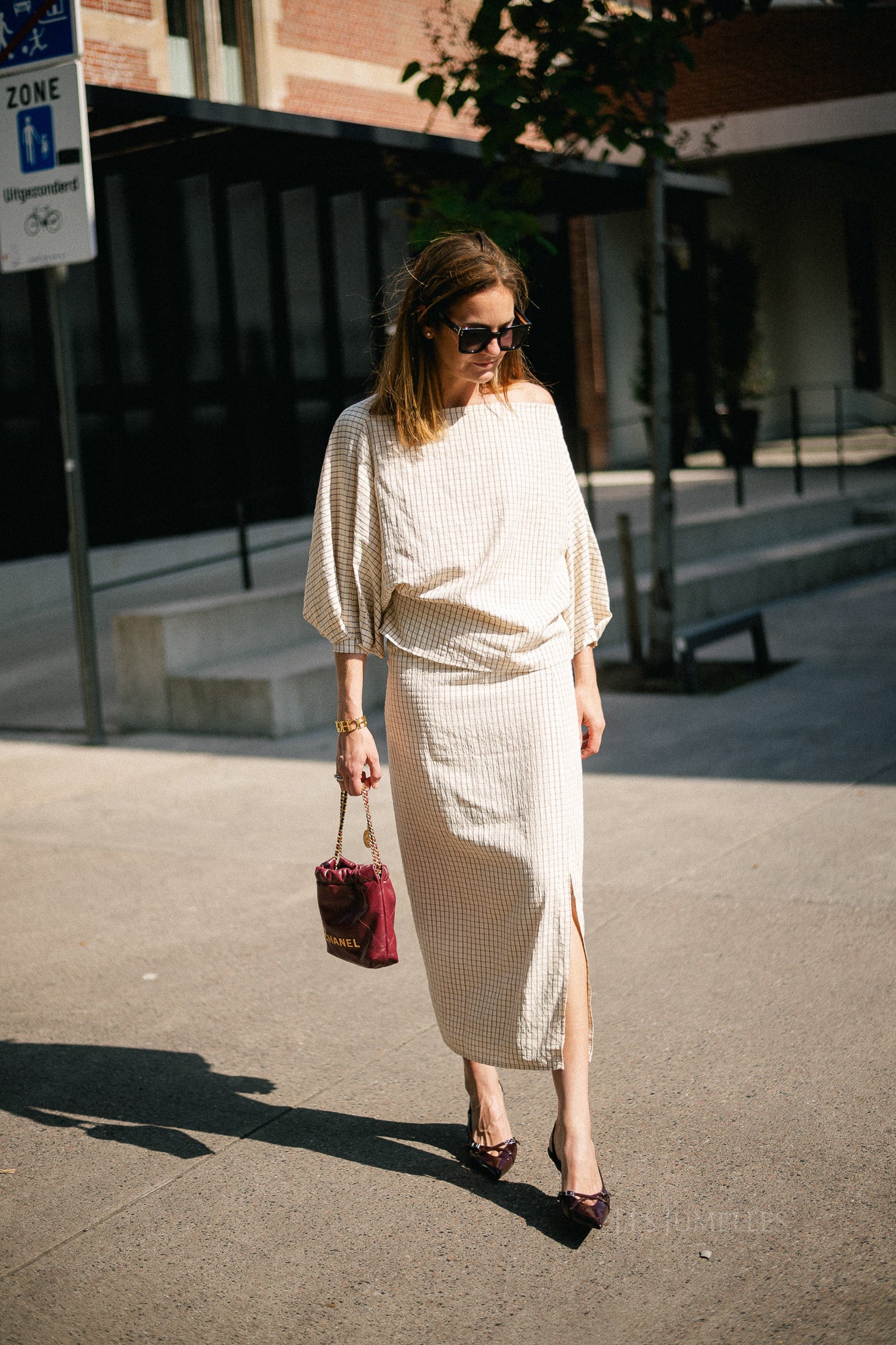 Cosette checkered skirt ecru