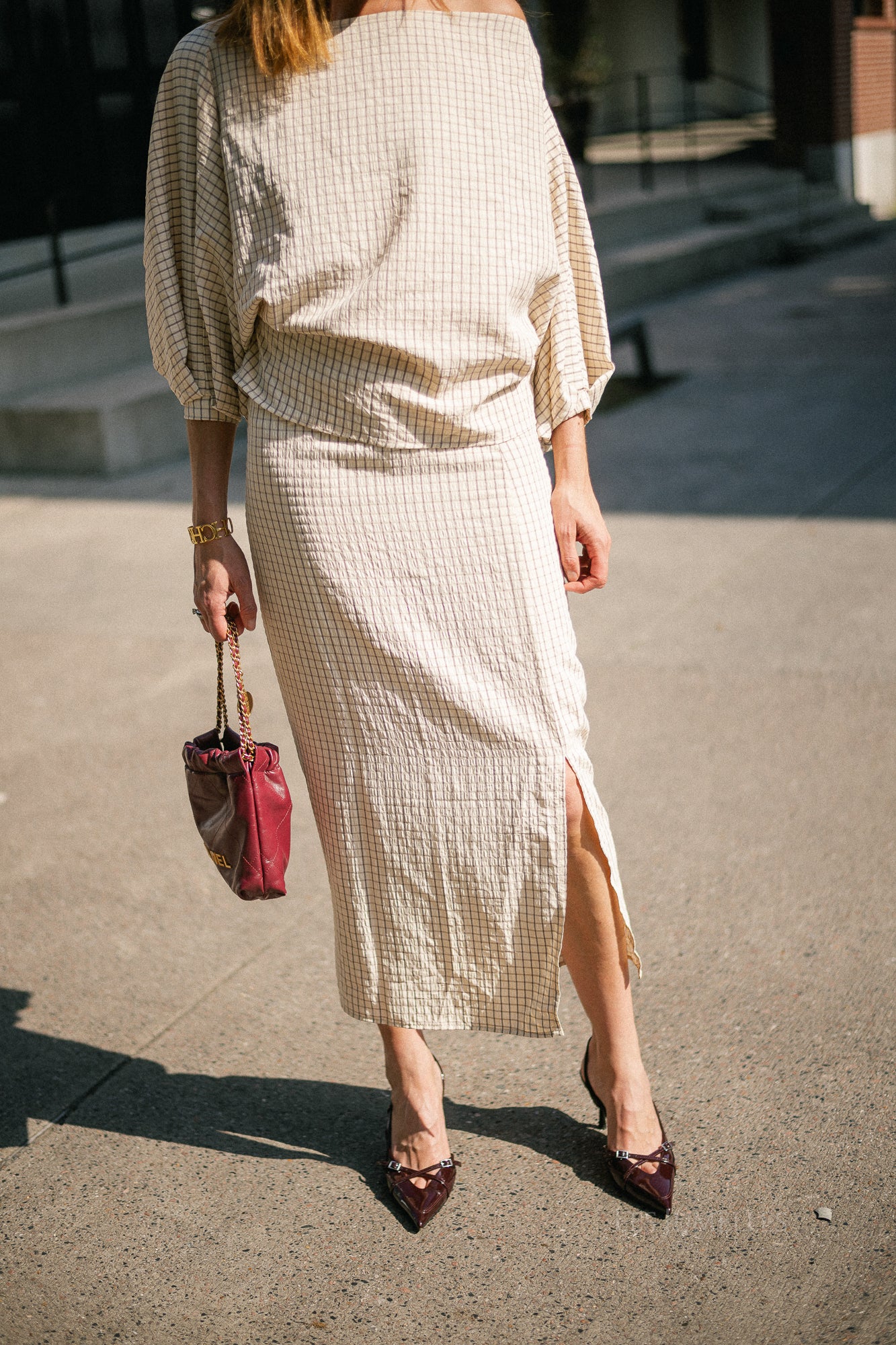 Cosette checkered skirt ecru