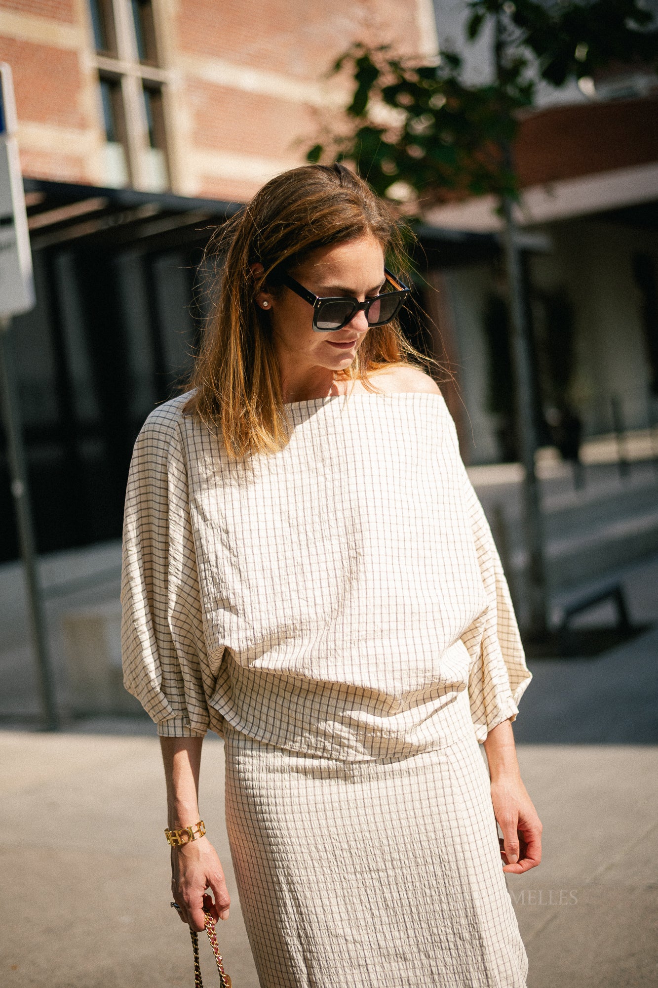 Cosette checkered blouse ecru