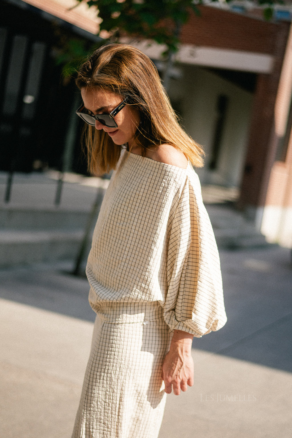 Cosette checkered blouse ecru