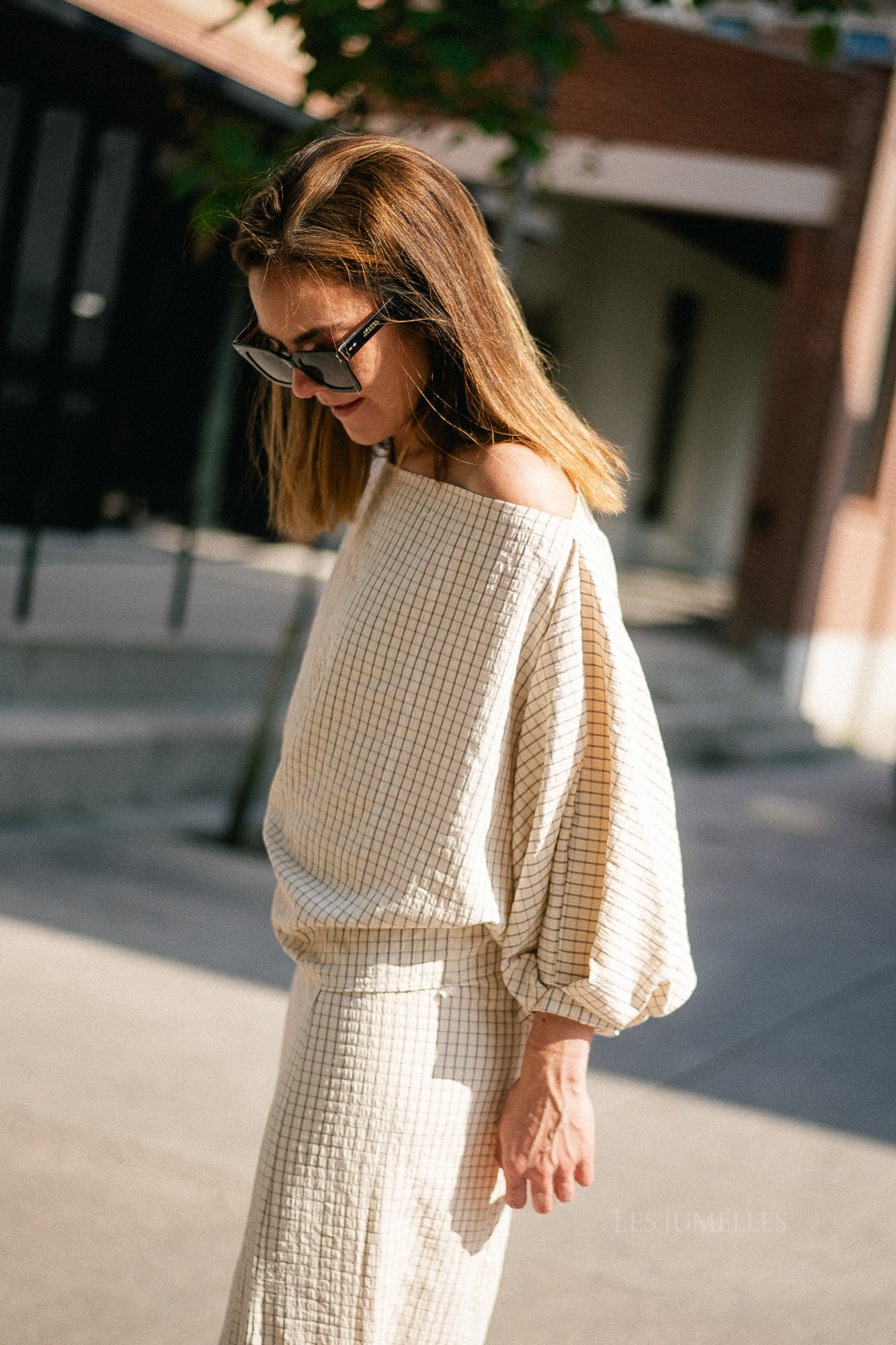 Cosette checkered blouse ecru
