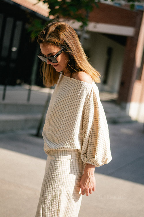 Cosette checkered blouse ecru