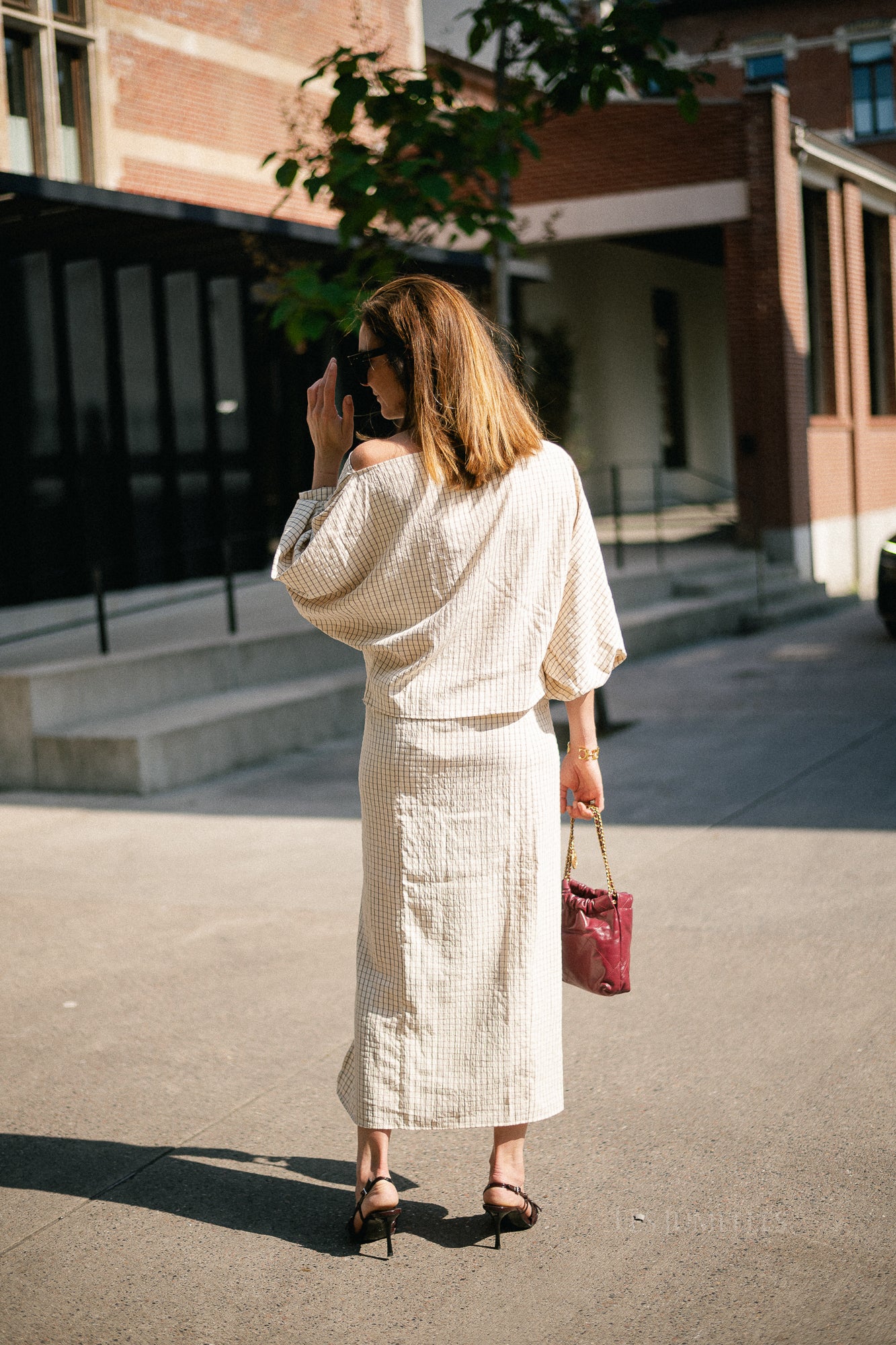 Cosette checkered skirt ecru