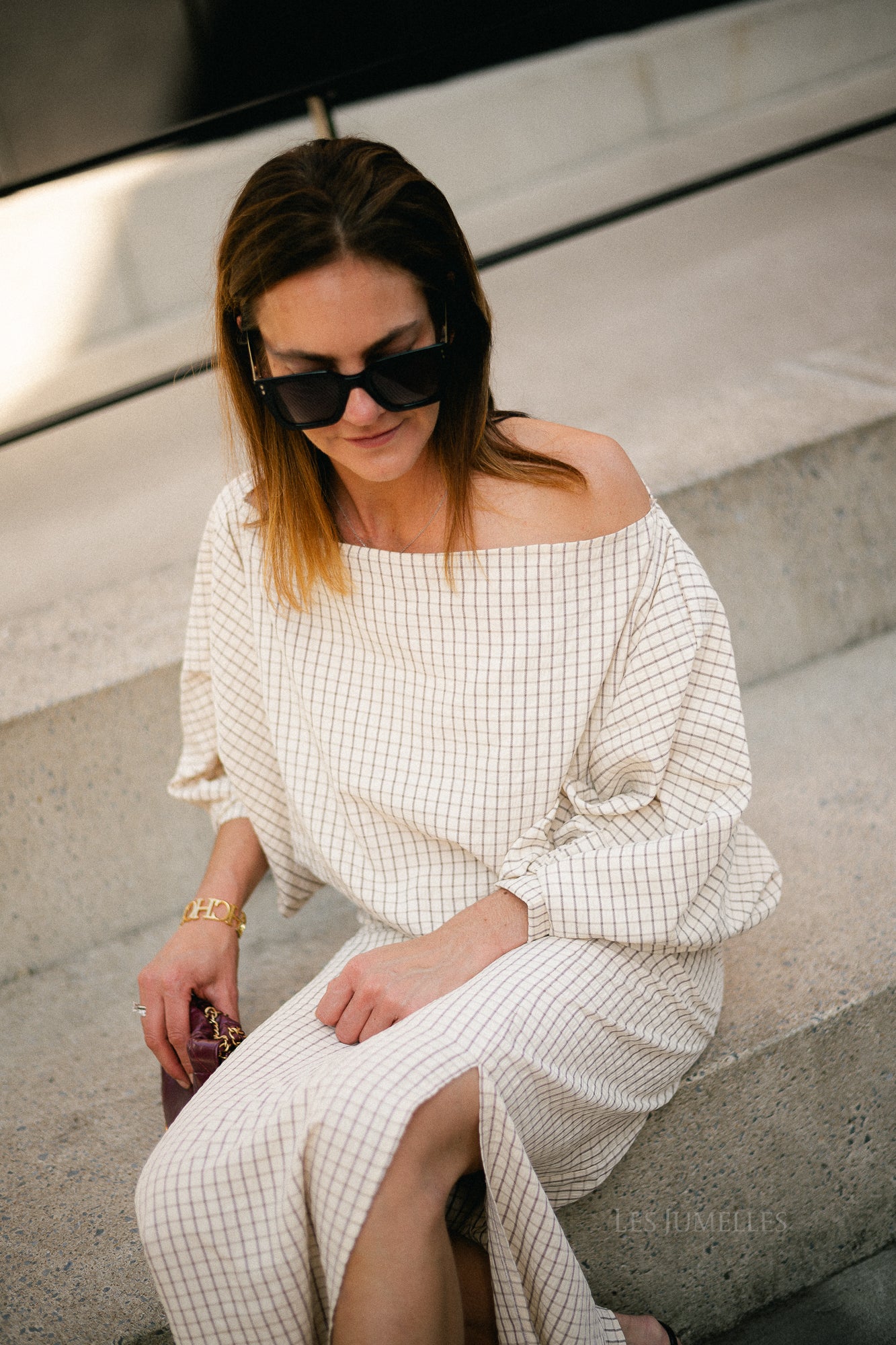 Cosette checkered blouse ecru