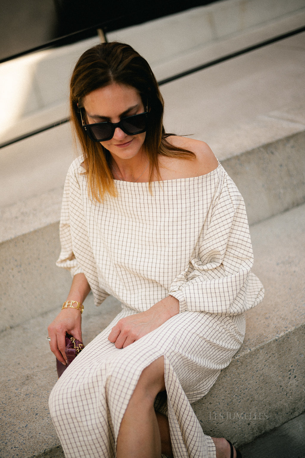 Cosette checkered blouse ecru