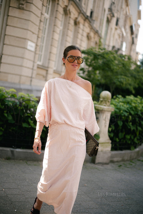 Cosette checkered blouse pink