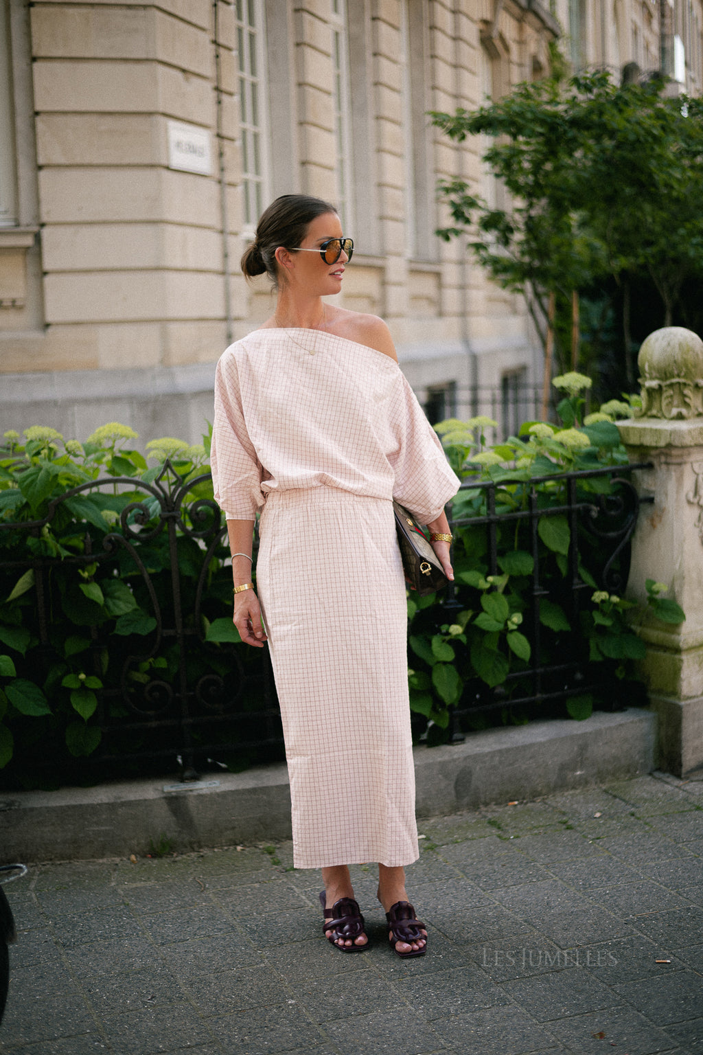 Cosette checkered blouse pink
