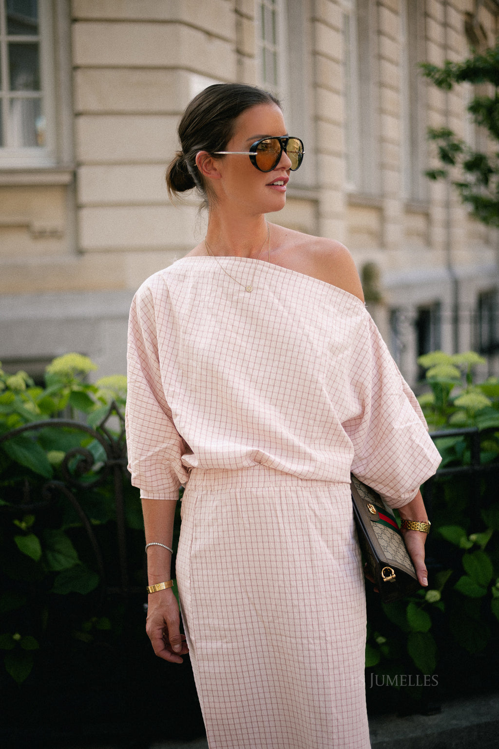 Cosette checkered blouse pink
