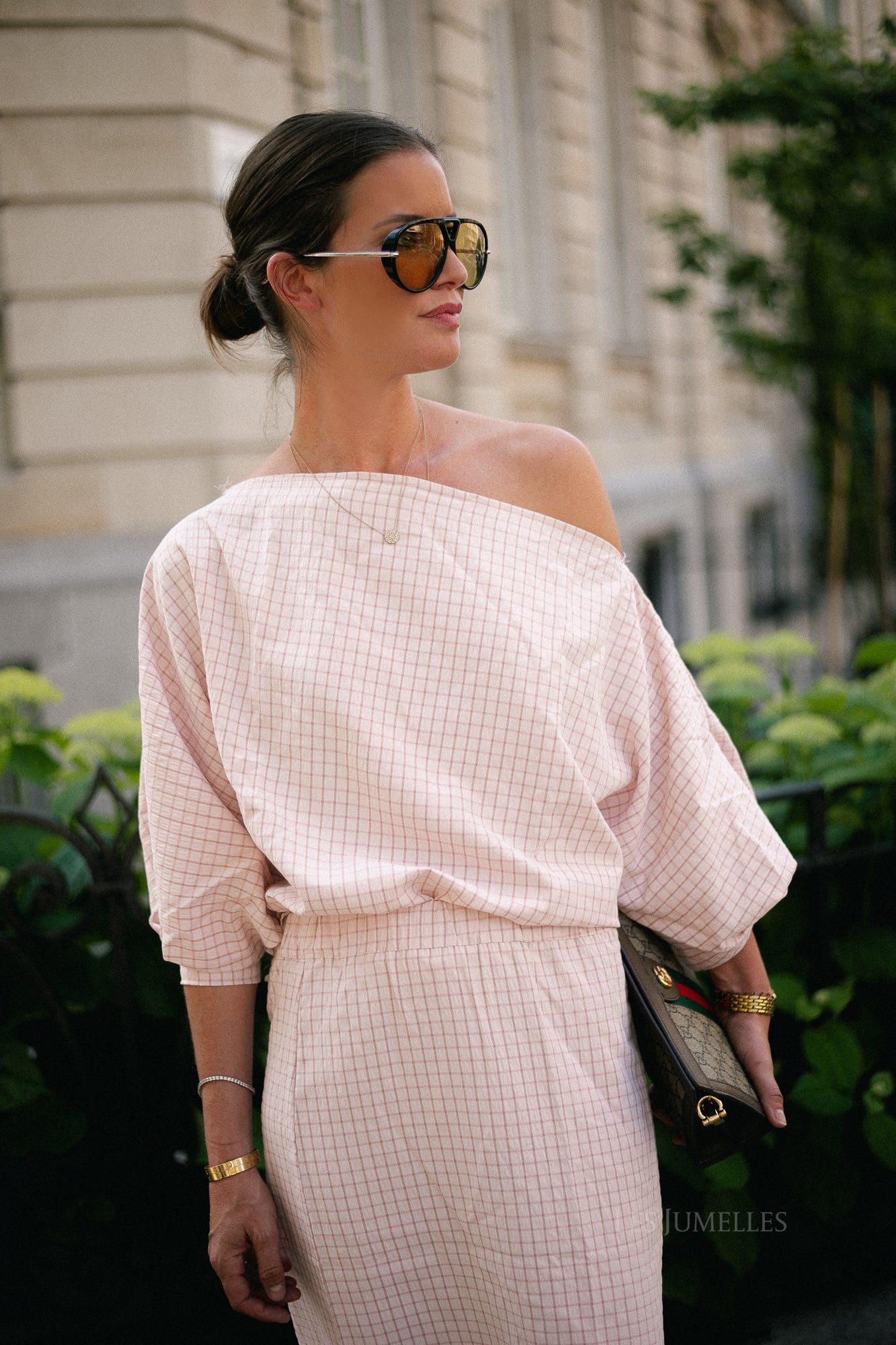Cosette checkered blouse pink