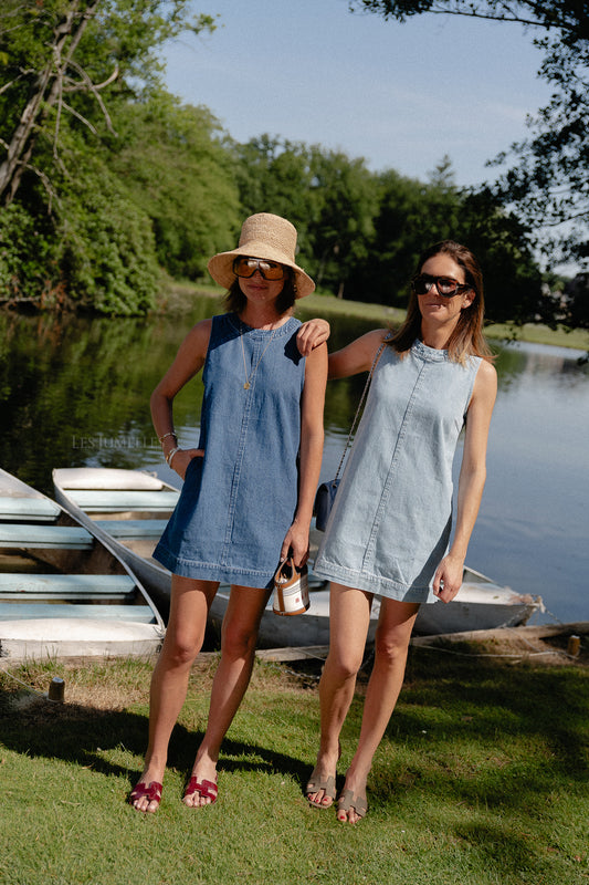 Les Jumelles Amelia sleeveless dress light blue denim